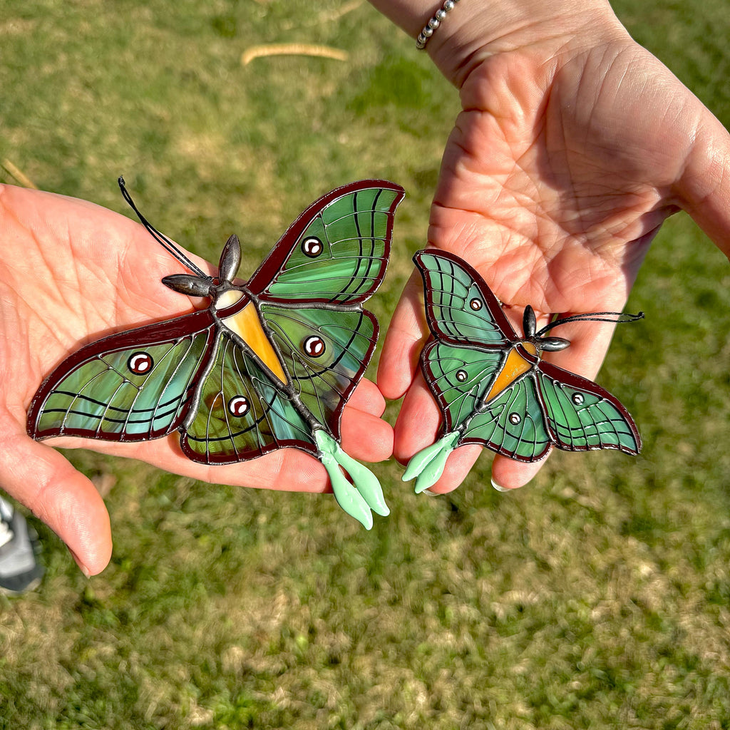 SunStainedGlassUA Spanish Luna Moth Stained Glass Suncatcher Handmade Window Decor