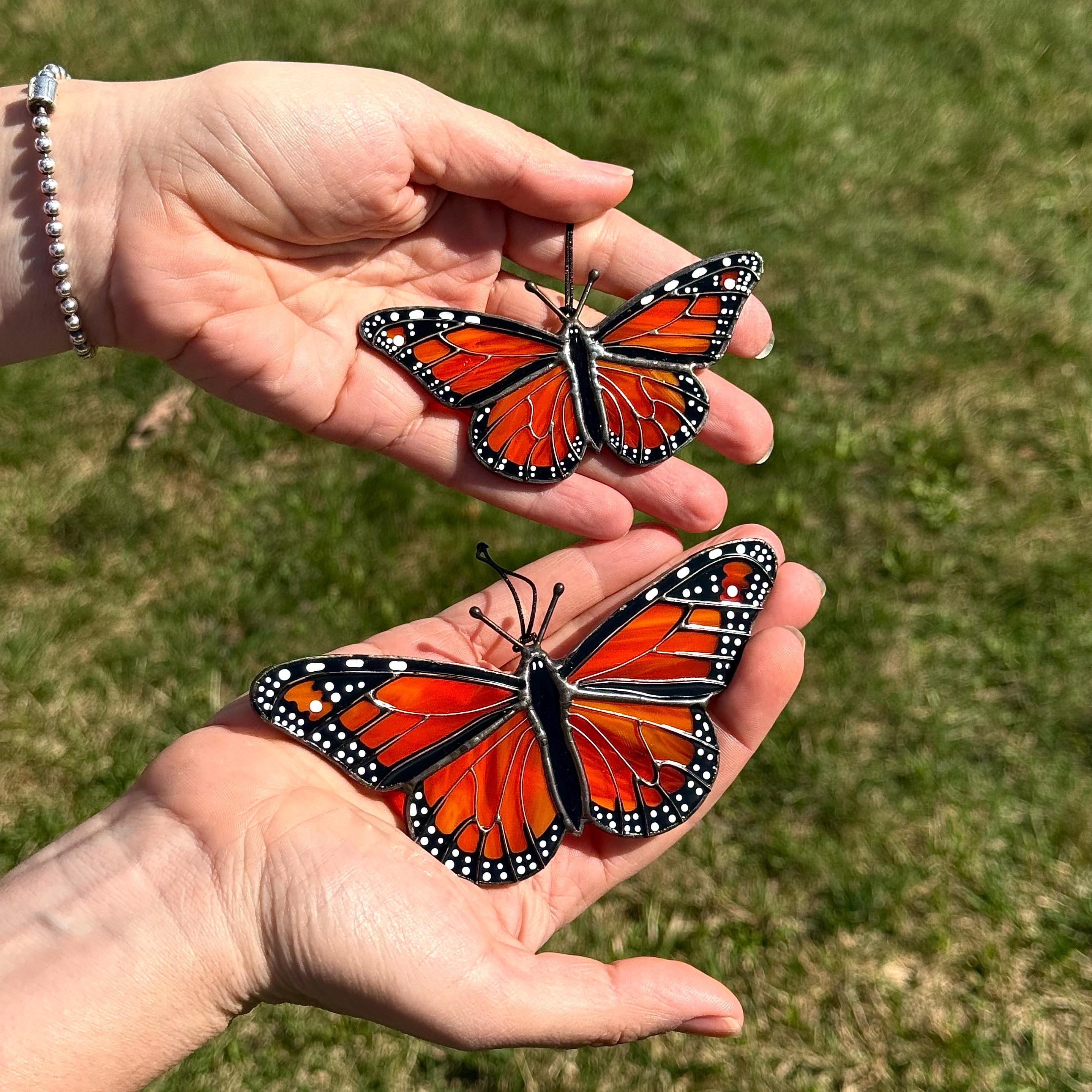 SunStainedGlassUA Mini Monarch Butterfly Suncatcher Stained Glass Window Decor
