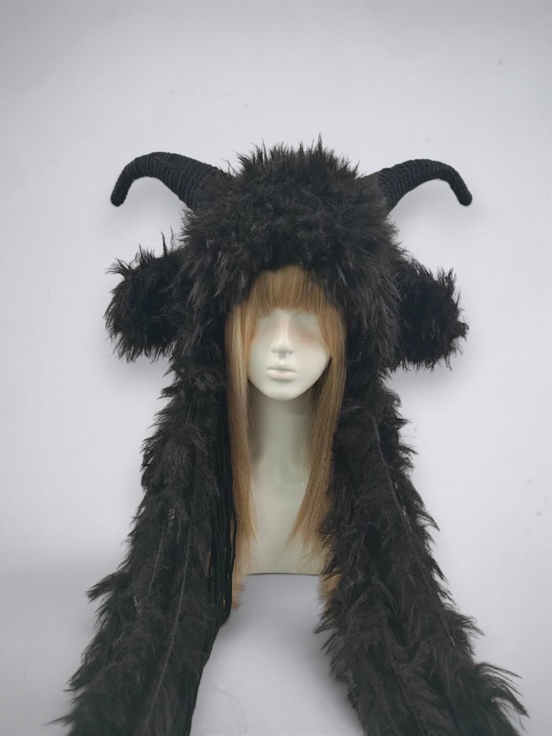 Wild Goat Horn Woodland Hat With Long Savage Fur