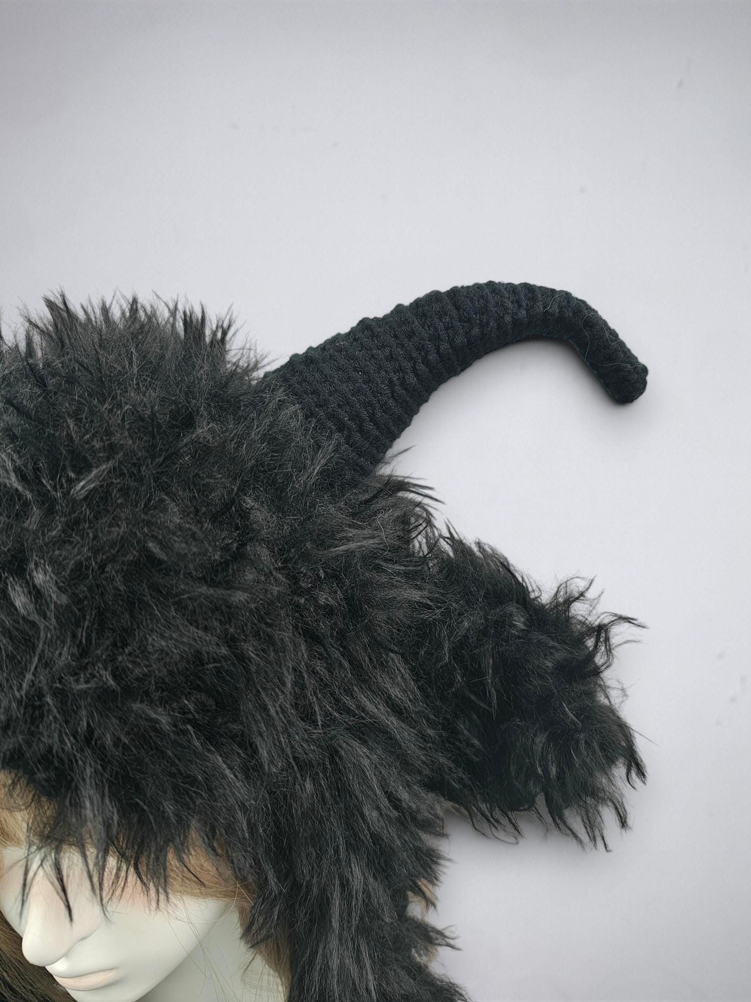 Wild Goat Horn Woodland Hat With Long Savage Fur