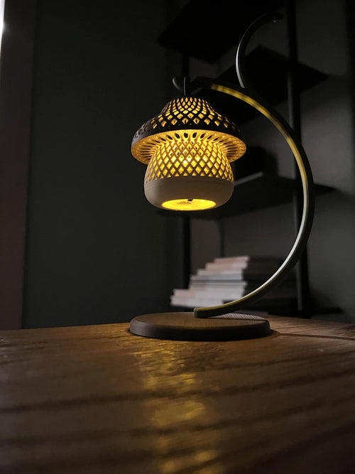 bostonhomestudio Mushroom Tealight Lamp Lattice Design Candleholder Cream