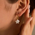 Freshwater Baroque Pearl Star Huggie Hoop Earrings