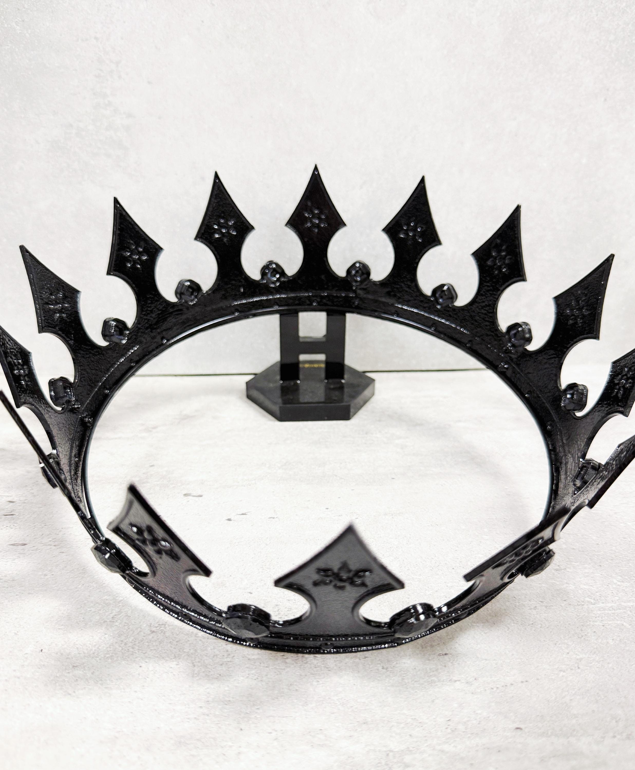 HappyJewelryWorld Regal Black Stone Crown Medieval Halloween Costume Accessory