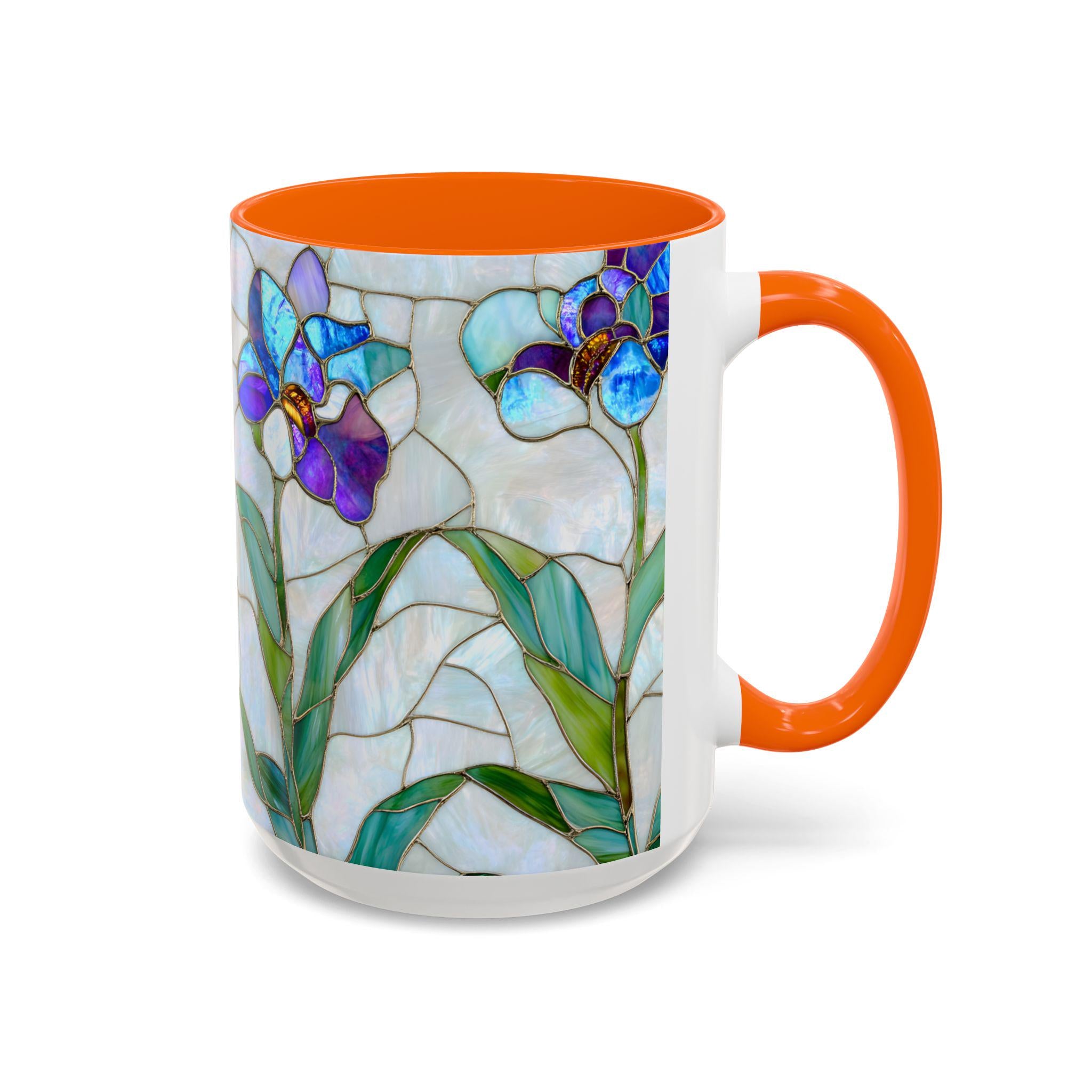 Orchid Stained Glass Style Mug Floral Coffee Cup Botanical Tea 11oz 15oz