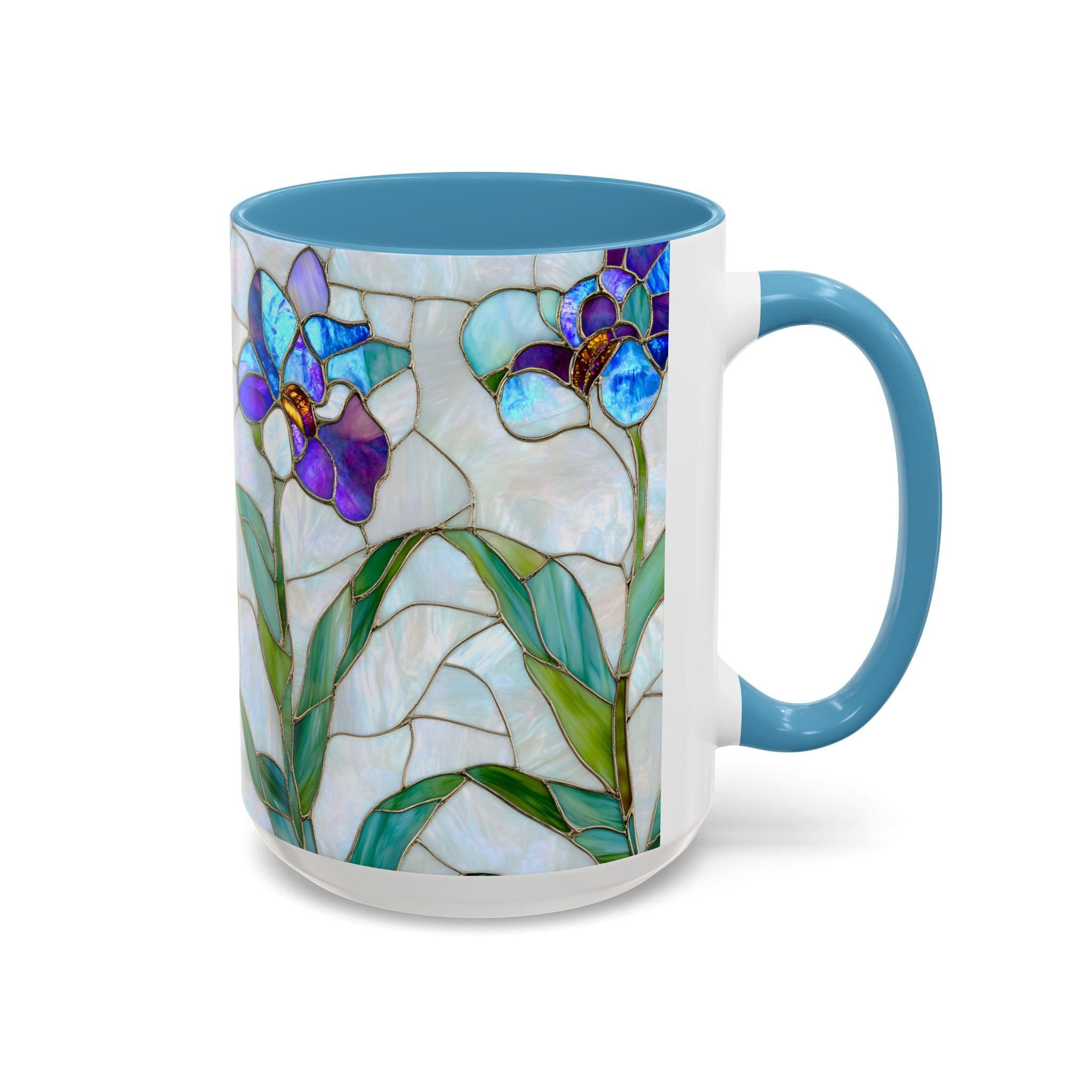 Orchid Stained Glass Style Mug Floral Coffee Cup Botanical Tea 11oz 15oz