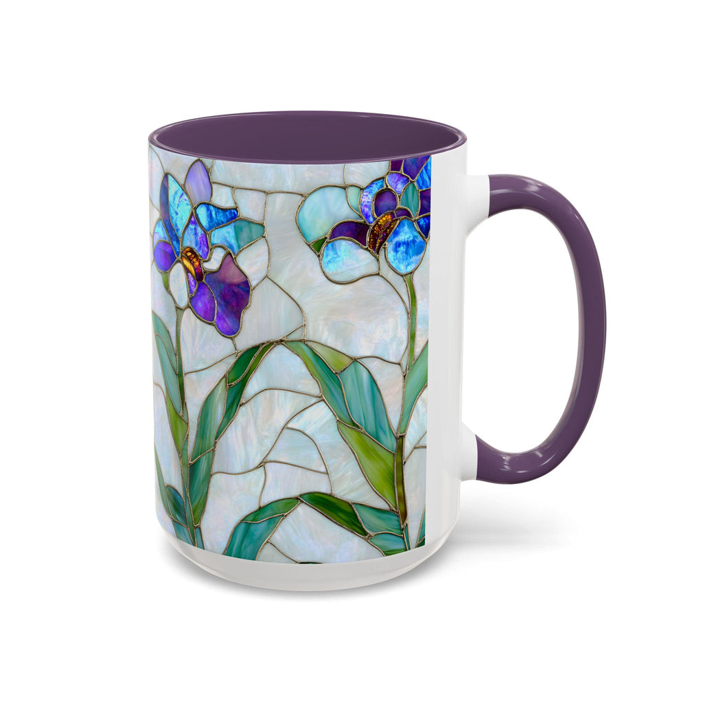 Orchid Stained Glass Style Mug Floral Coffee Cup Botanical Tea 11oz 15oz