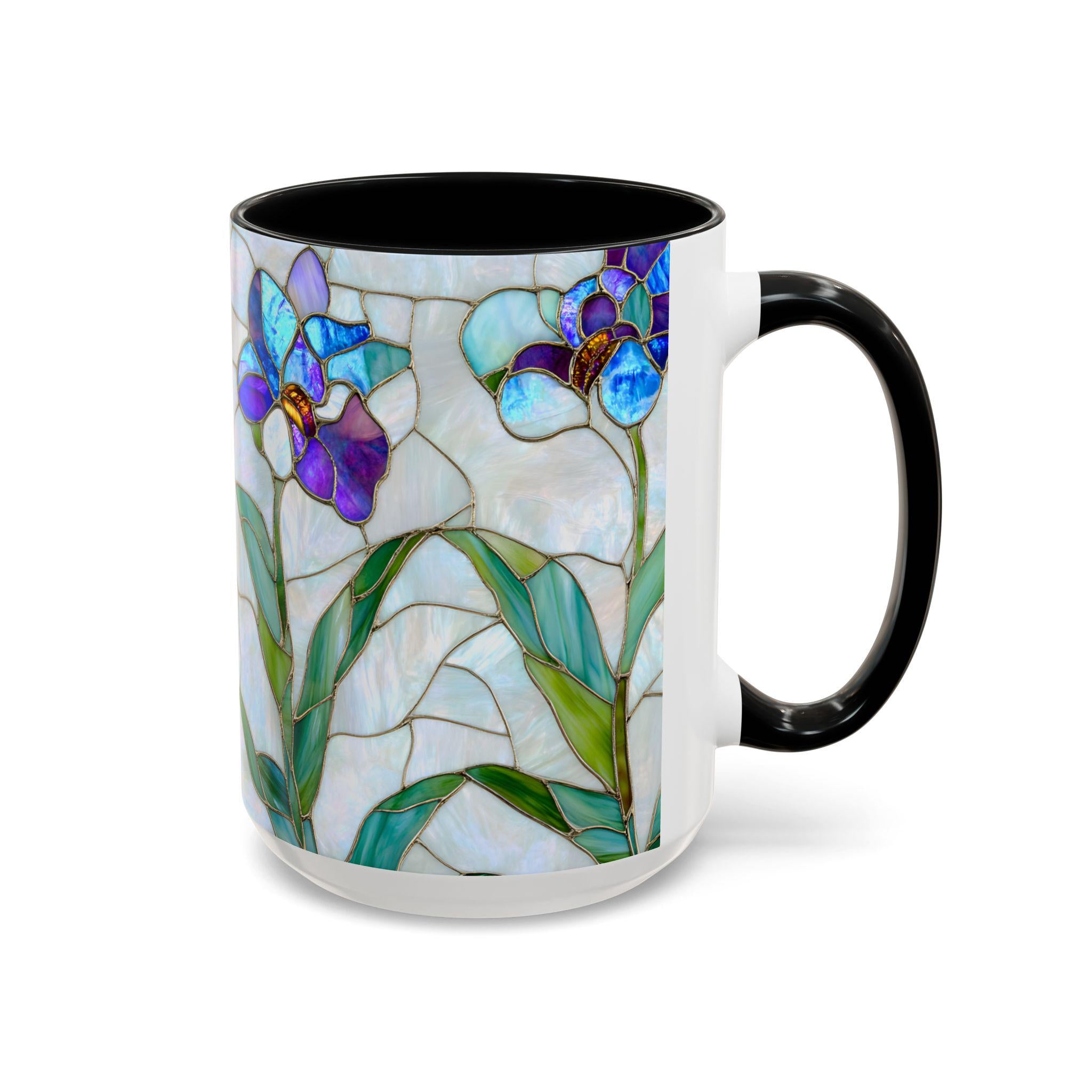 Orchid Stained Glass Style Mug Floral Coffee Cup Botanical Tea 11oz 15oz