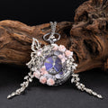 Oryeia Handmade Butterfly Pocket Watch Necklace Purple