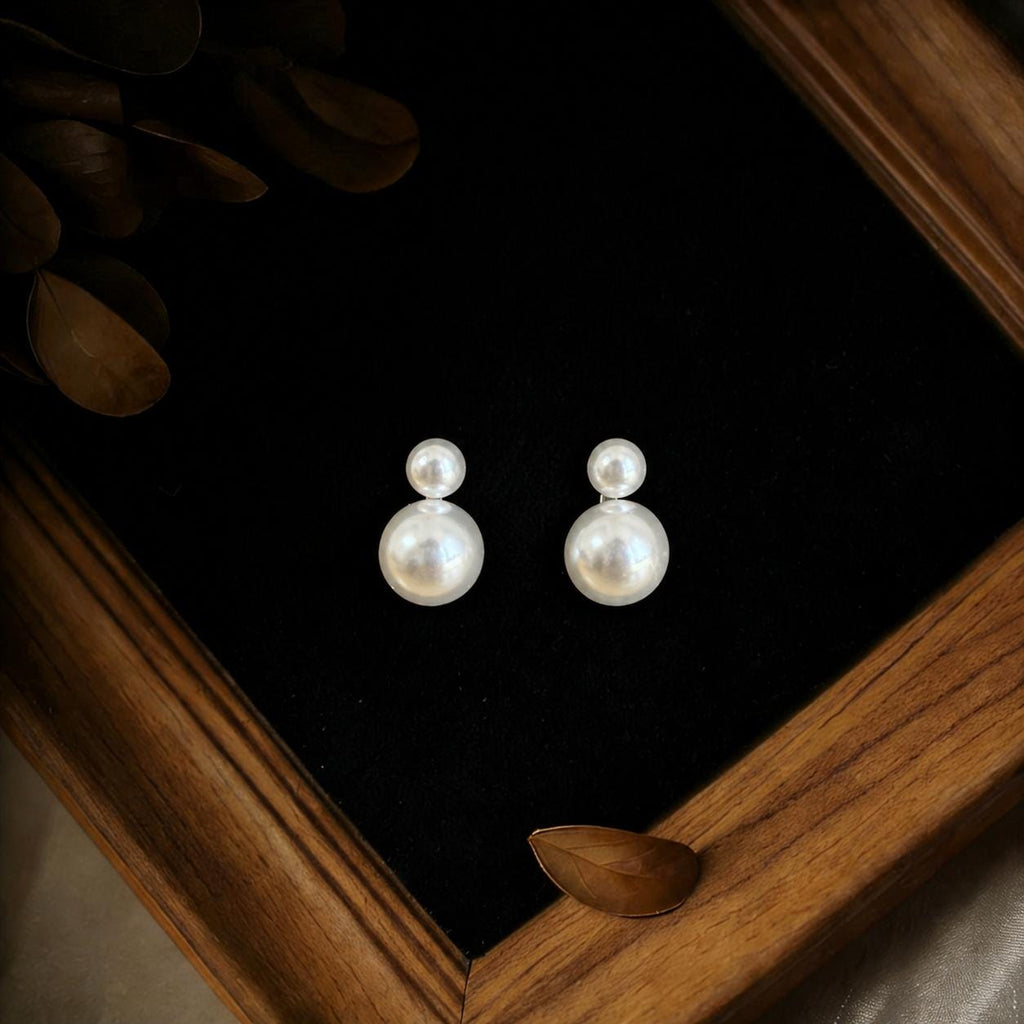 EcloraTreasures Double Pearl Drop Earrings 6mm 10mm Hypoallergenic