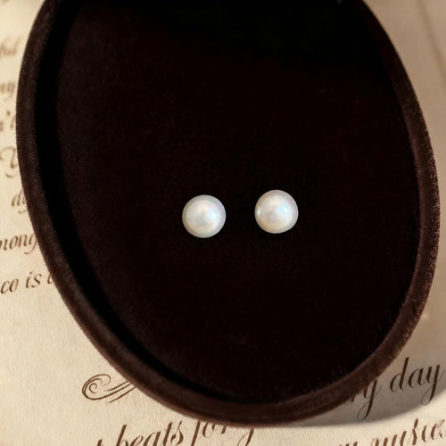 EcloraTreasures Genuine 7mm Freshwater Pearl Stud Earrings