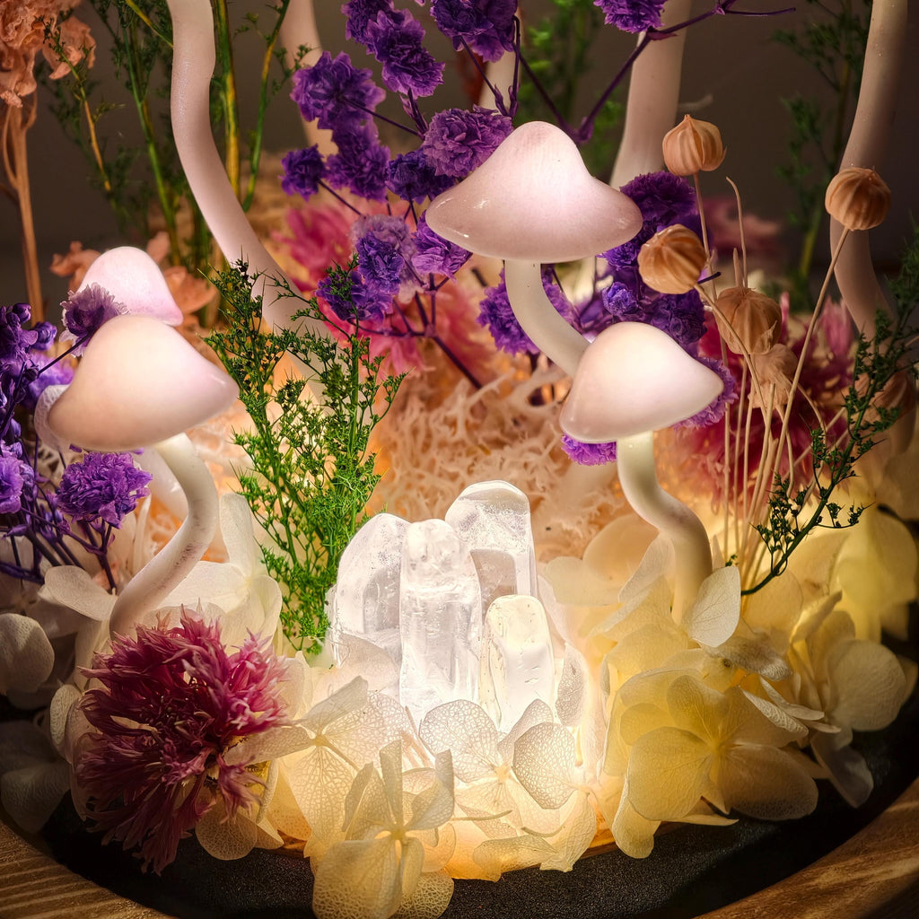 StarlitCarat Purple Mushroom LED Night Light 6.3in Crystal