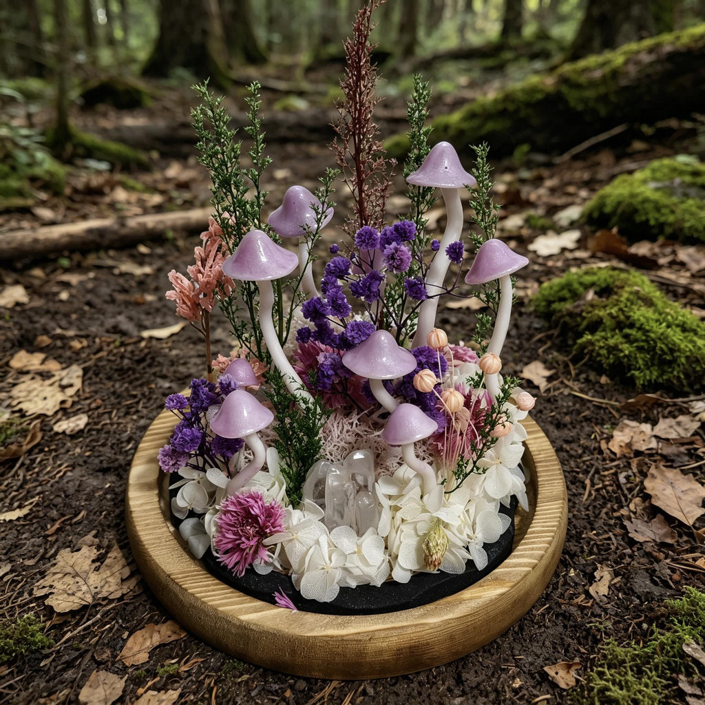 StarlitCarat Purple Mushroom LED Night Light 6.3in Crystal