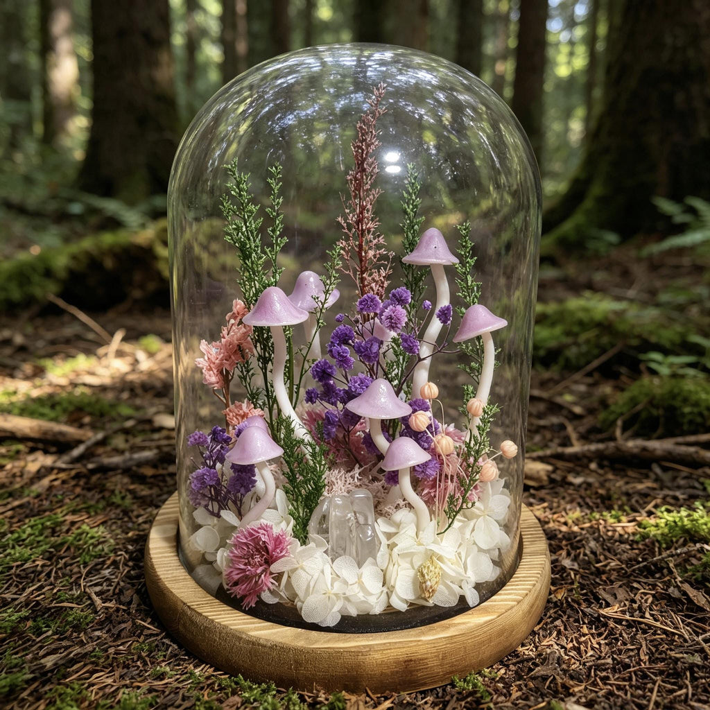 StarlitCarat Purple Mushroom LED Night Light 6.3in Crystal