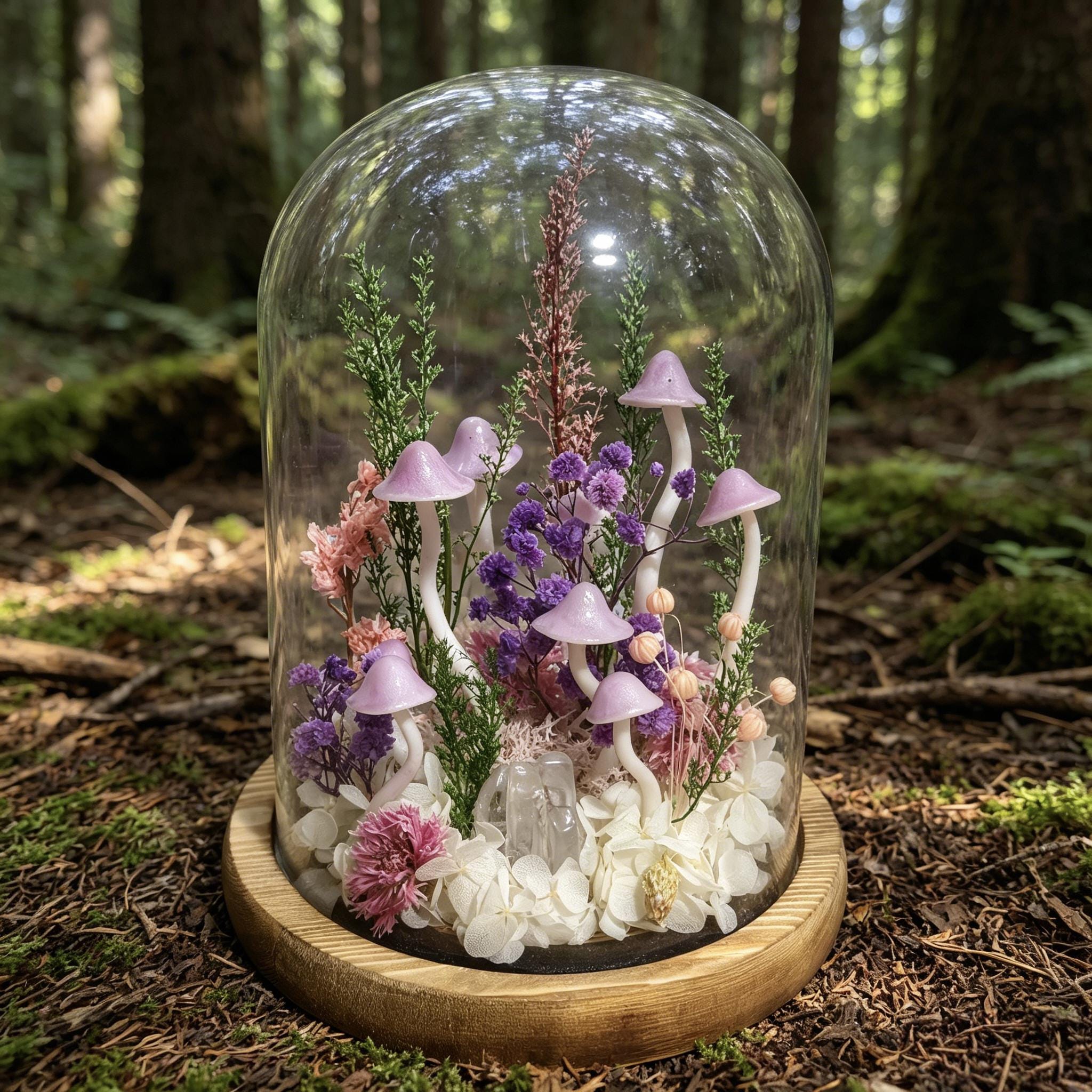 StarlitCarat Purple Mushroom LED Night Light 6.3in Crystal