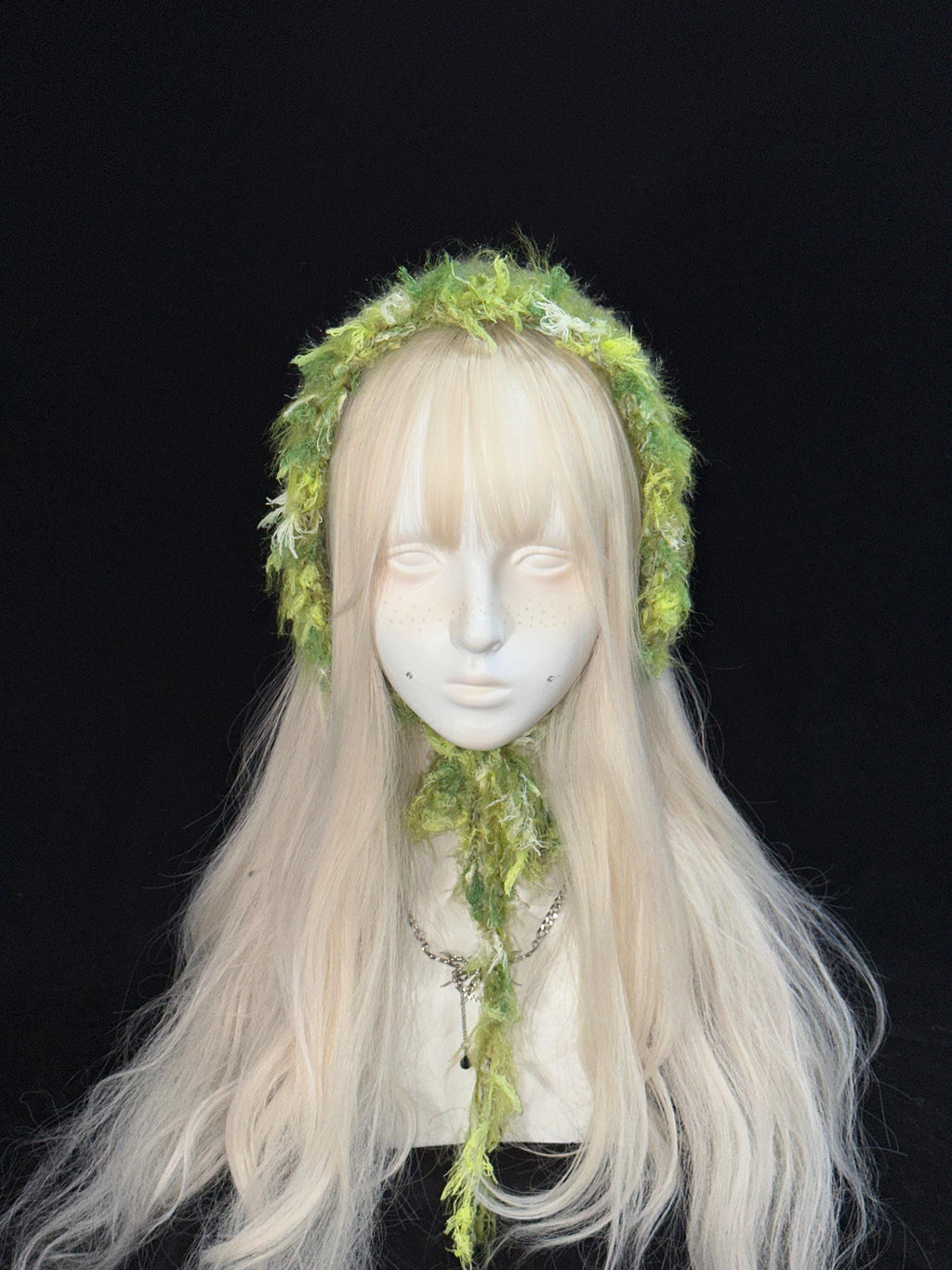 StellarPride Handmade Crochet Headband Y2K Olive Green Boho Hair Bandana