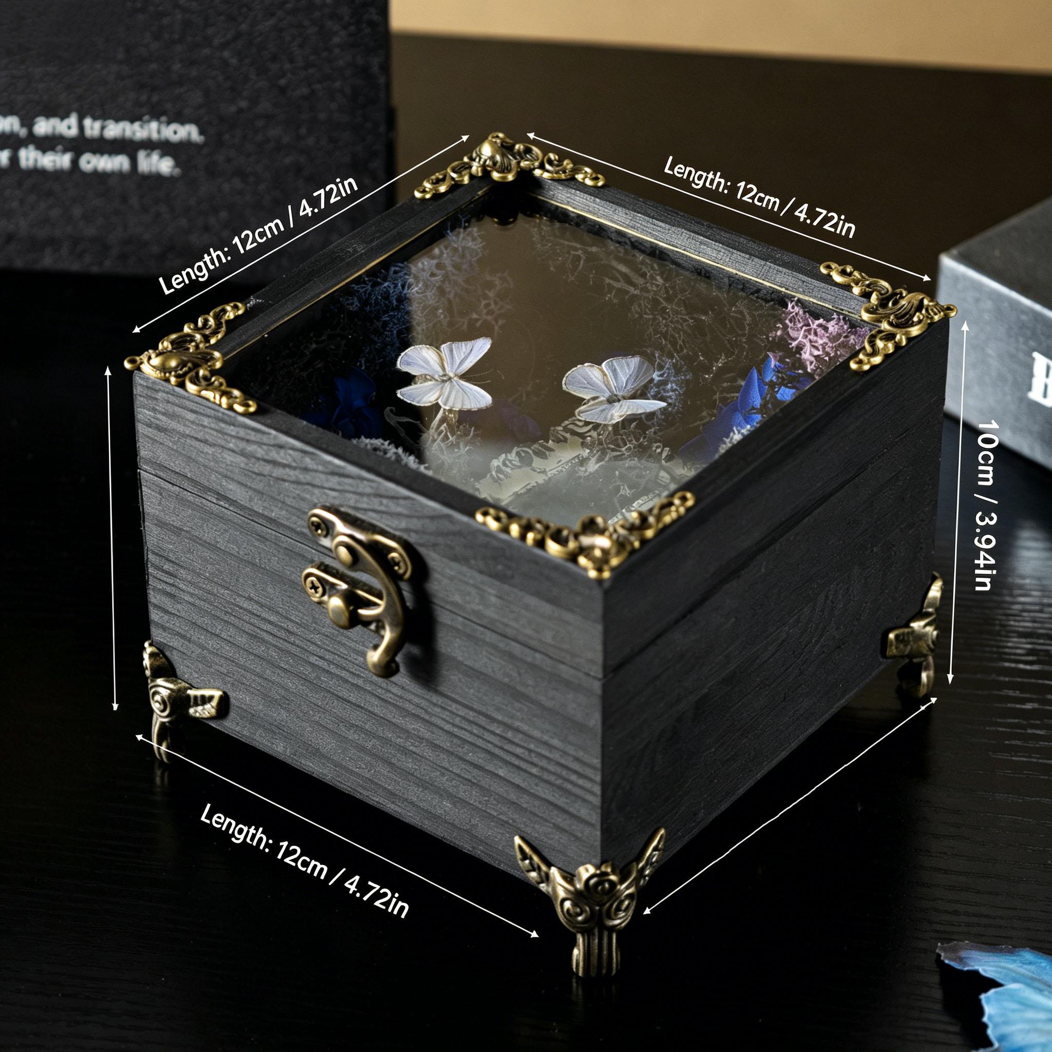Oryeia Handcrafted Butterfly Music Box Preserved Flowers Gothic Style
