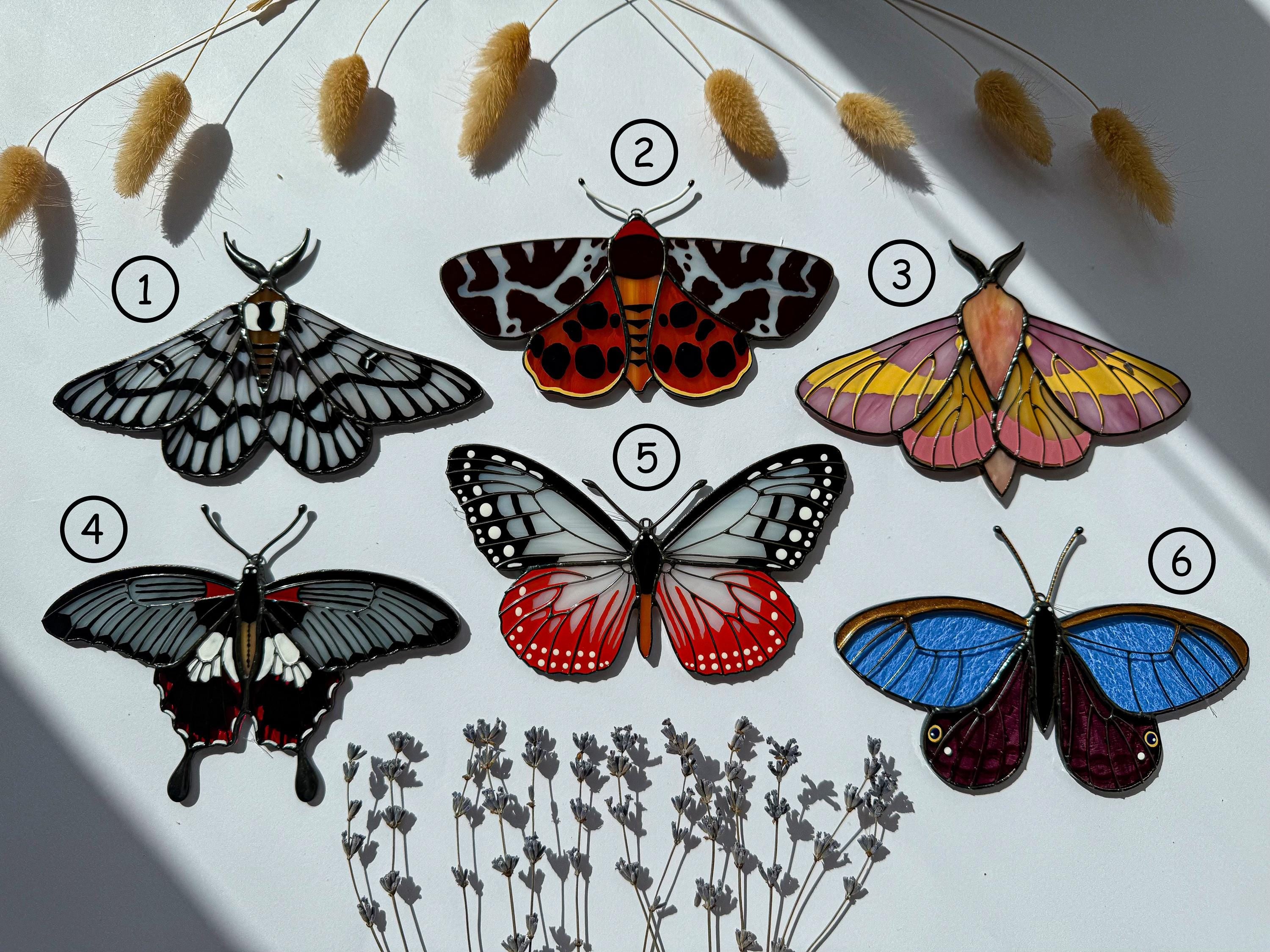 SunStainedGlassUA Sagebrush Sheep Moth Stained Glass Suncatcher 5.9in