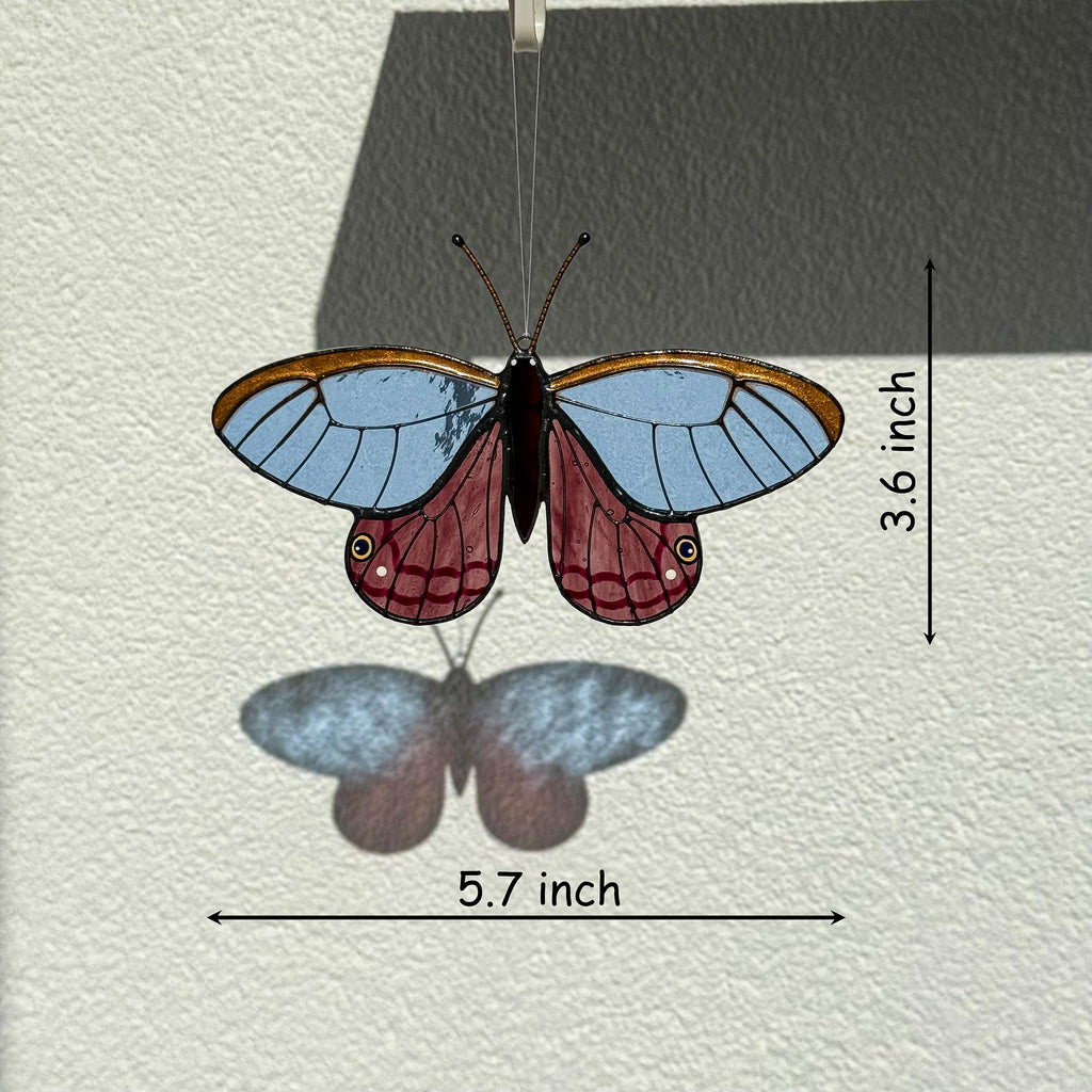 SunStainedGlassUA Blushing Phantom Butterfly Stained Glass Suncatcher Handmade