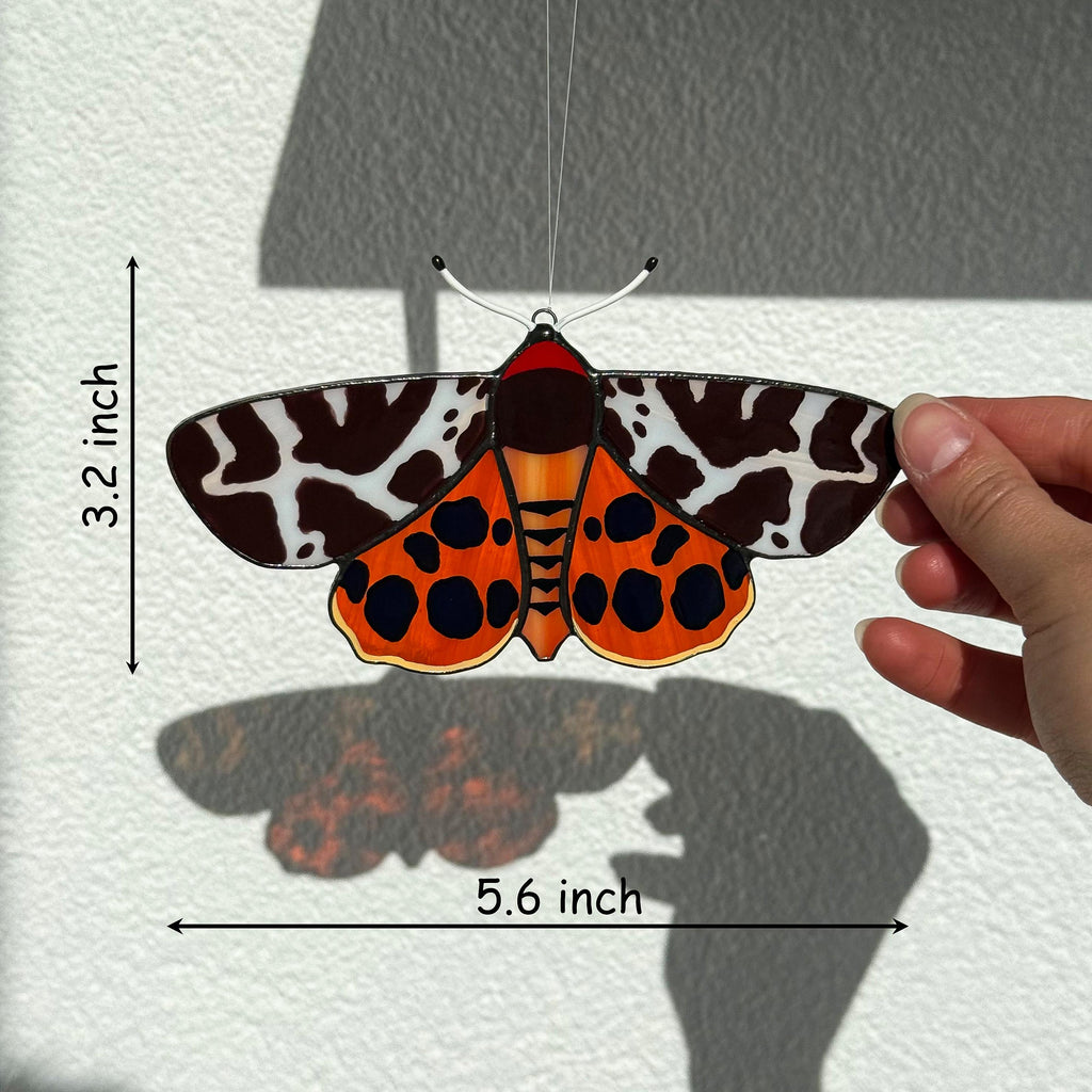 SunStainedGlassUA Garden Tiger Moth Stained Glass Suncatcher 5.6in