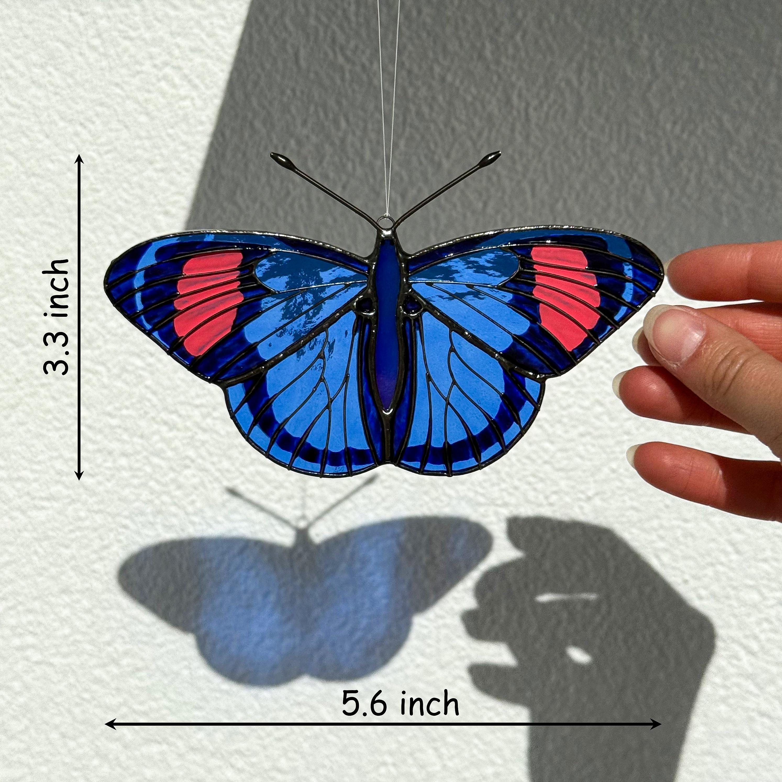 SunStainedGlassUA Pastel Papillion Butterfly Suncatcher Stained Glass Window Hanging