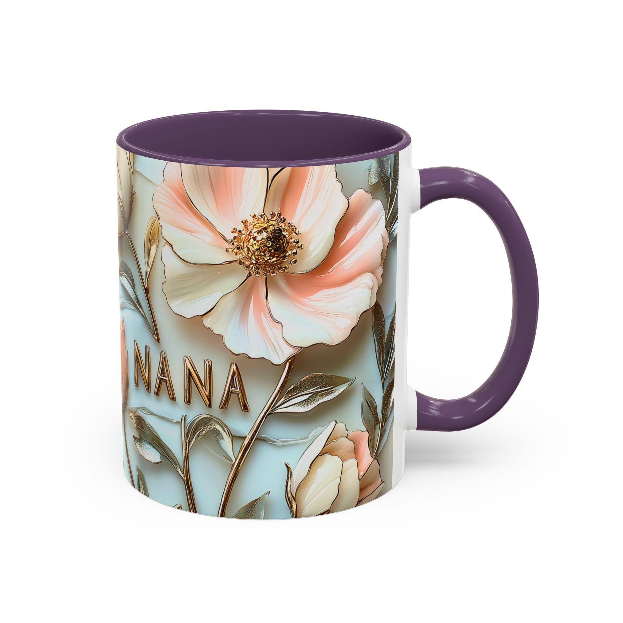 LELORESTORE Floral Stained Glass Style Nana Mug Ceramic Coffee Cup
