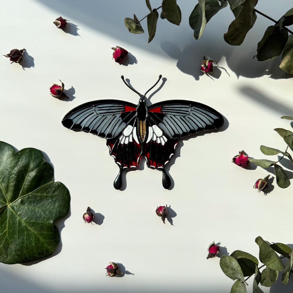 SunStainedGlassUA Asian Swallowtail Butterfly Stained Glass Suncatcher Window Hanging