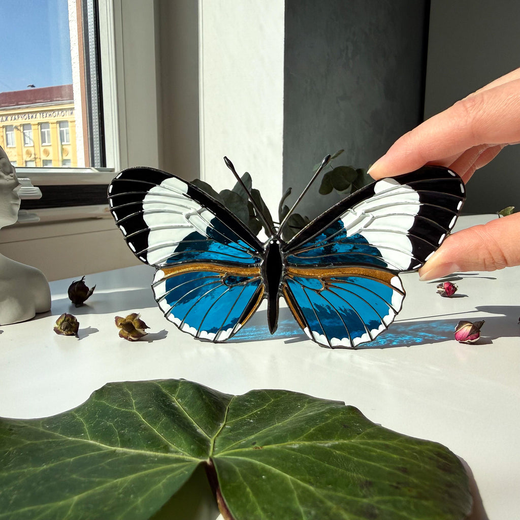 SunStainedGlassUA Sapho Longwing Butterfly Stained Glass Suncatcher Handmade