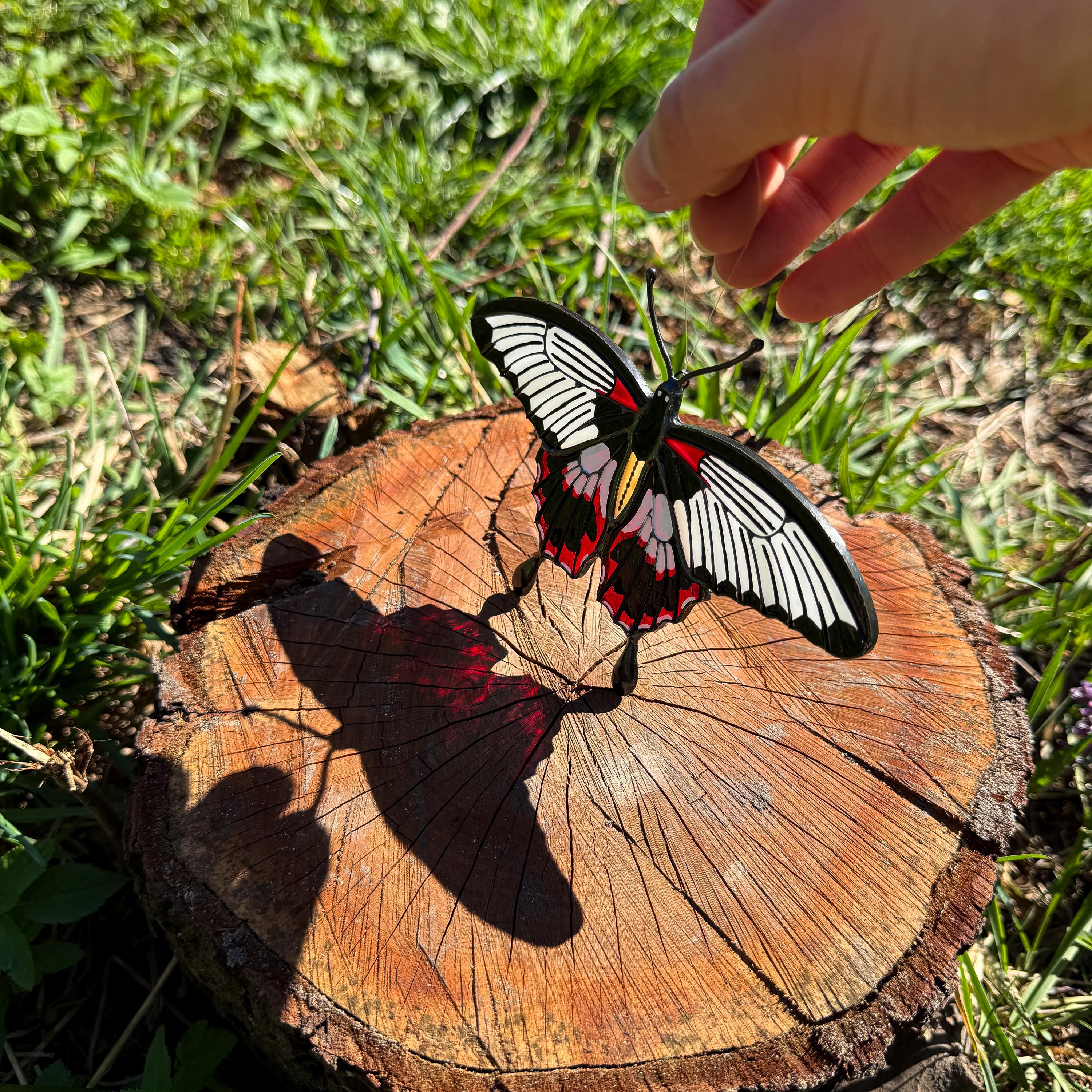 SunStainedGlassUA Asian Swallowtail Butterfly Stained Glass Suncatcher Window Hanging