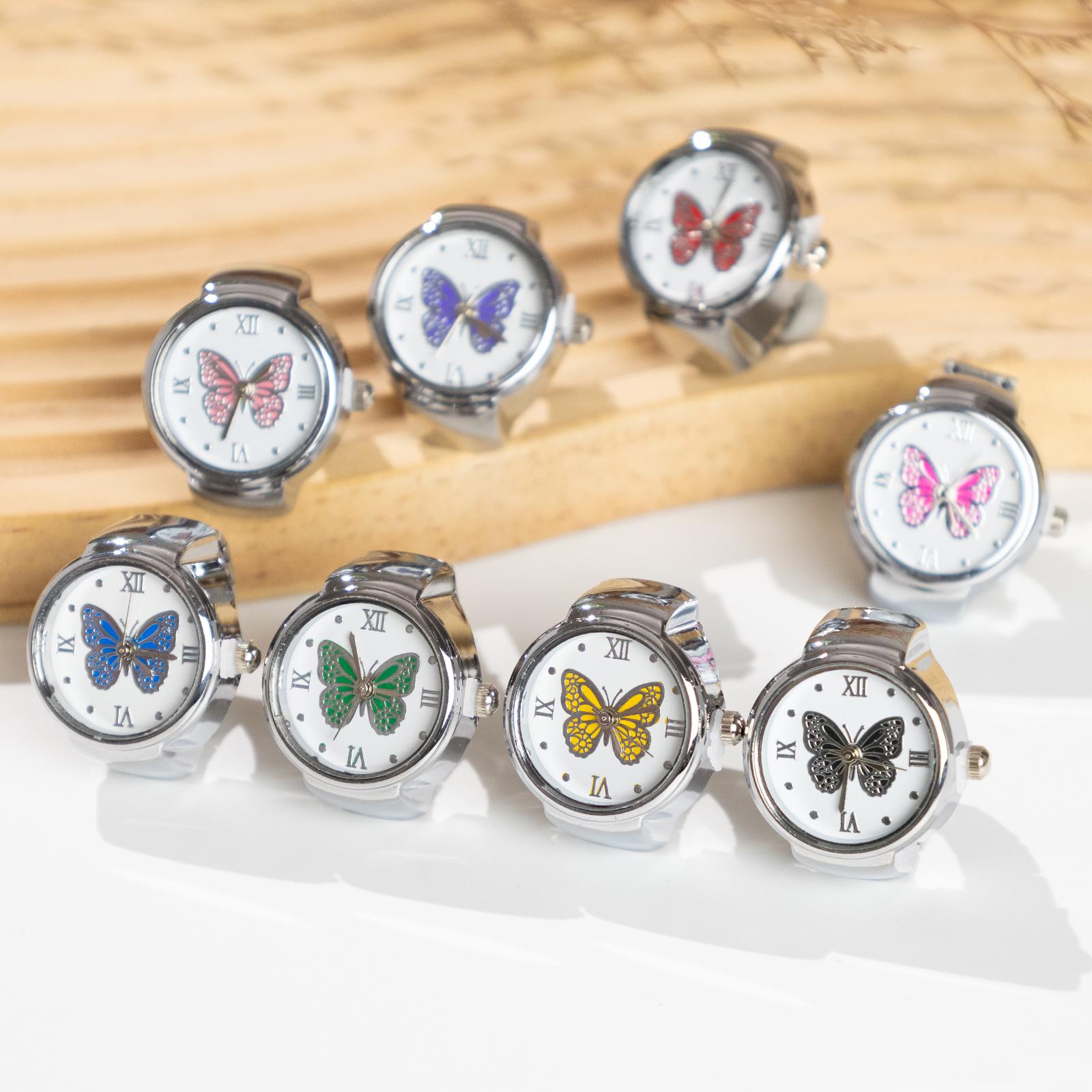 Oryeia Butterfly Ring Watch Quartz Analog Adjustable Stretch Band