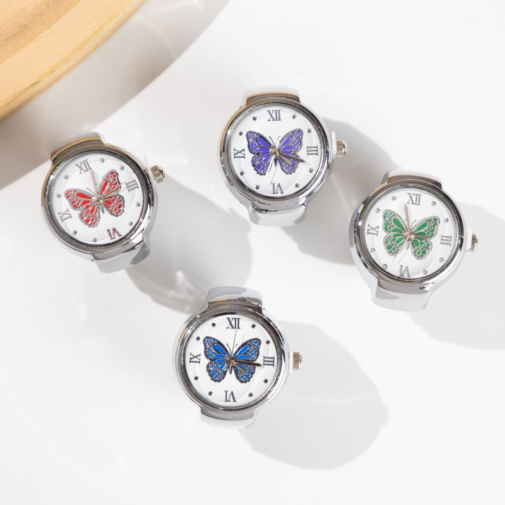 Oryeia Butterfly Ring Watch Quartz Analog Adjustable Stretch Band