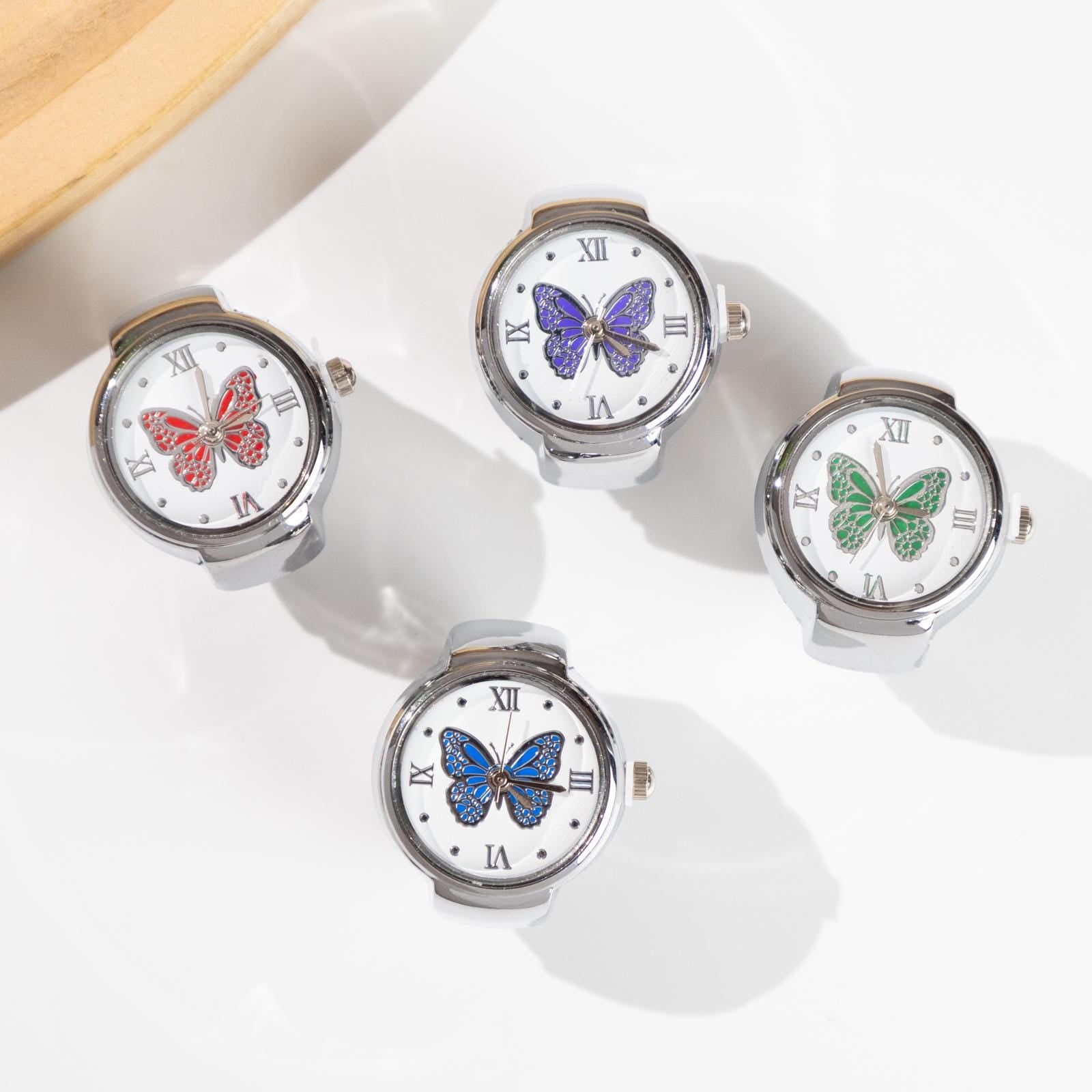 Oryeia Butterfly Ring Watch Quartz Analog Adjustable Stretch Band