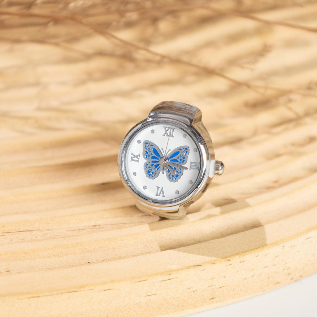 Oryeia Butterfly Ring Watch Quartz Analog Adjustable Stretch Band