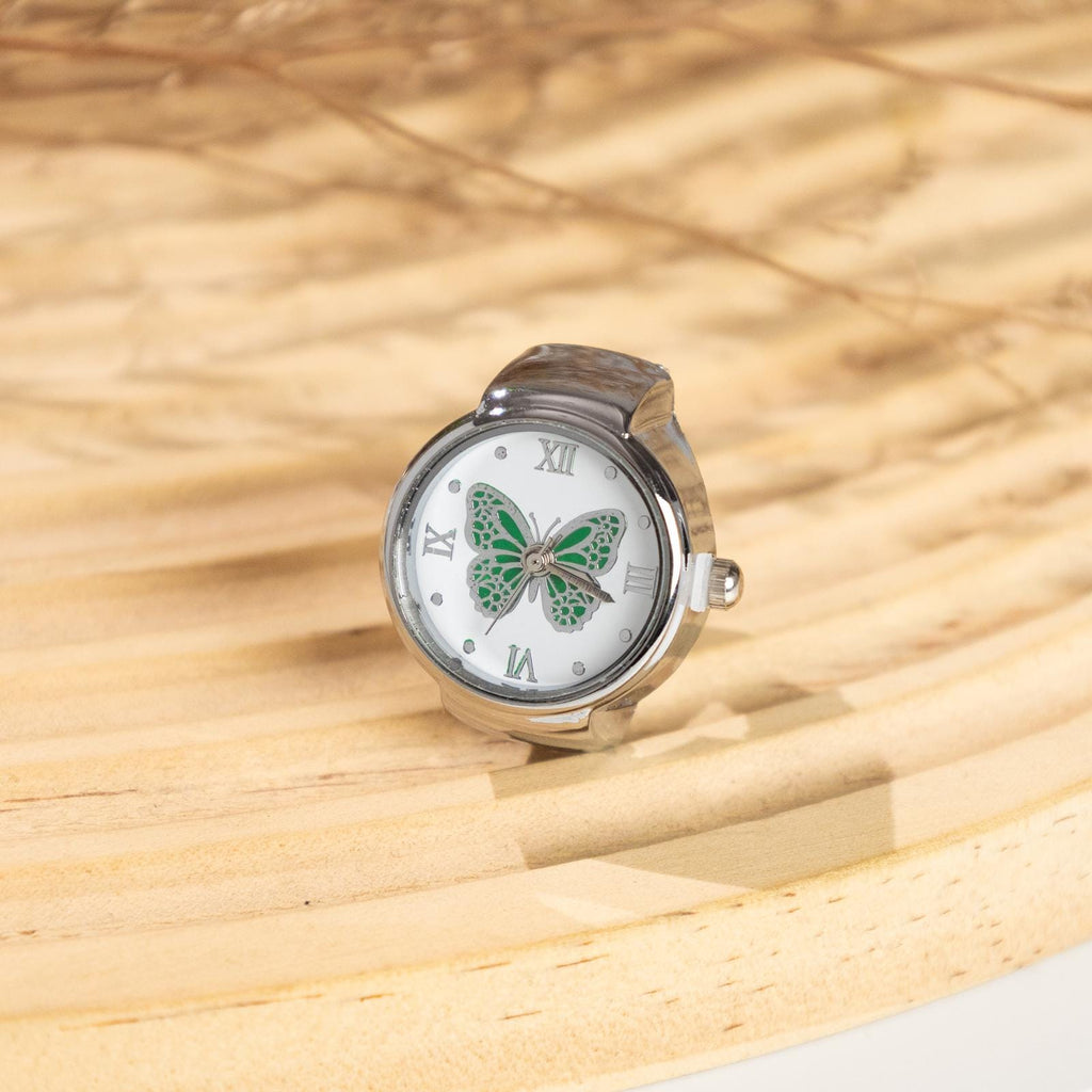 Oryeia Butterfly Ring Watch Quartz Analog Adjustable Stretch Band