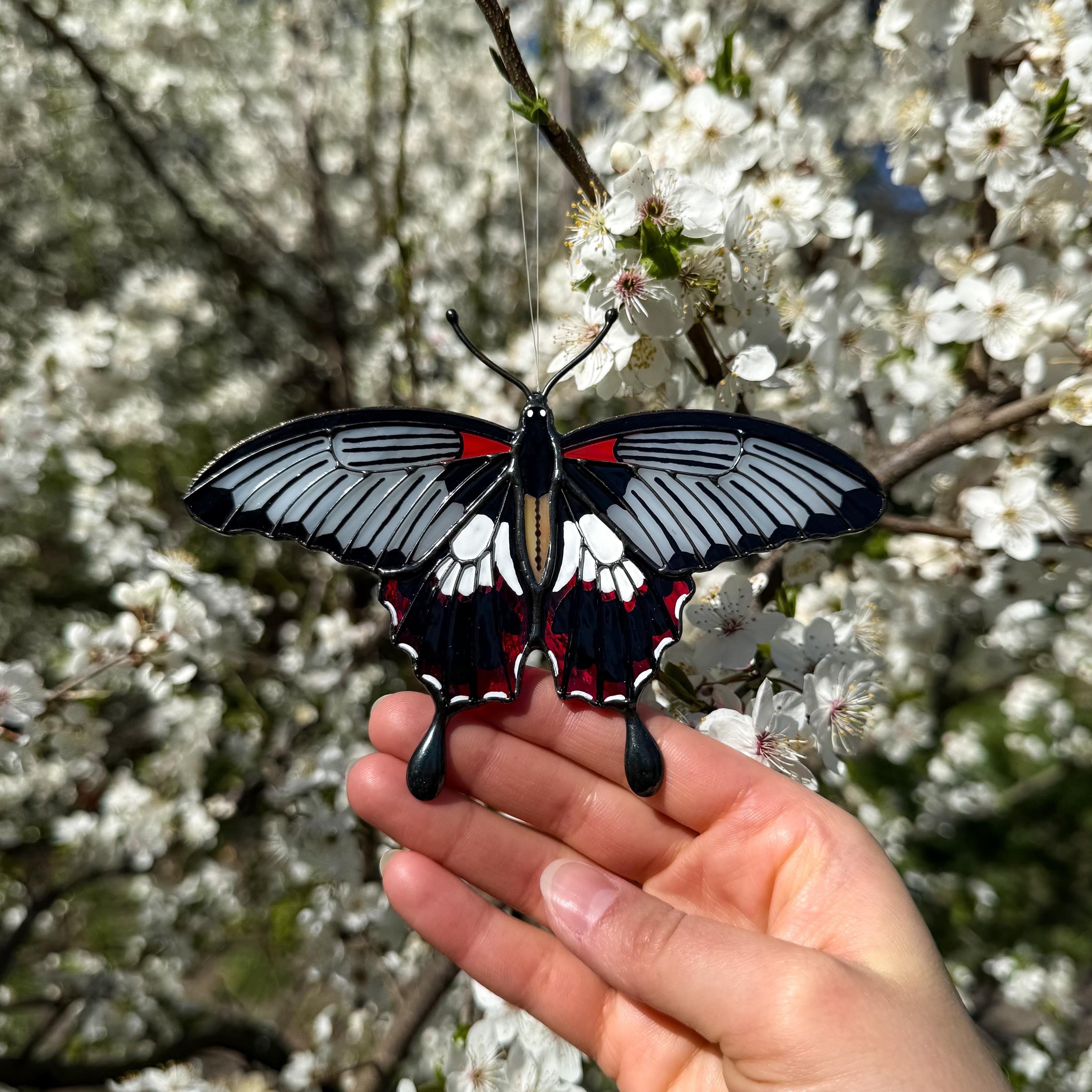SunStainedGlassUA Asian Swallowtail Butterfly Stained Glass Suncatcher Window Hanging