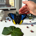 Handmade Yellow Owl Butterfly Stained Glass Suncatcher 5.7in