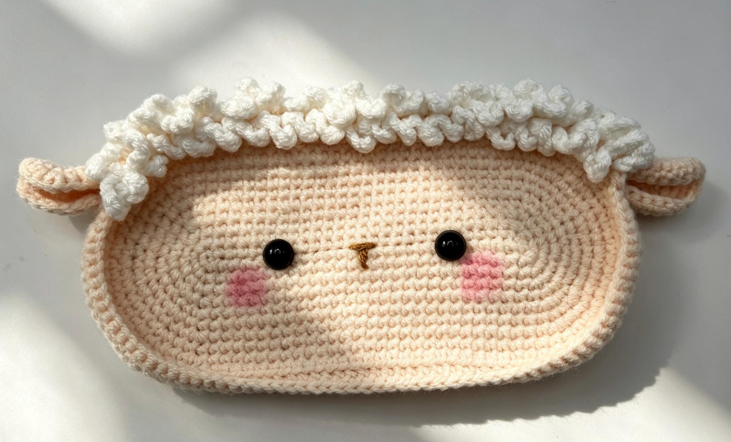 CrochetRecipe Handmade Piggy Bear Crochet Eyeglass Holder Stand Brown
