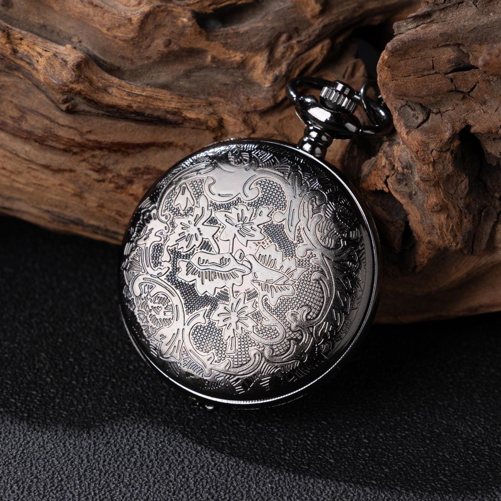 Oryeia Handmade Blue Butterfly Specimen Pocket Watch Necklace, Gothic Rose Pendant, Steampunk Jewelry