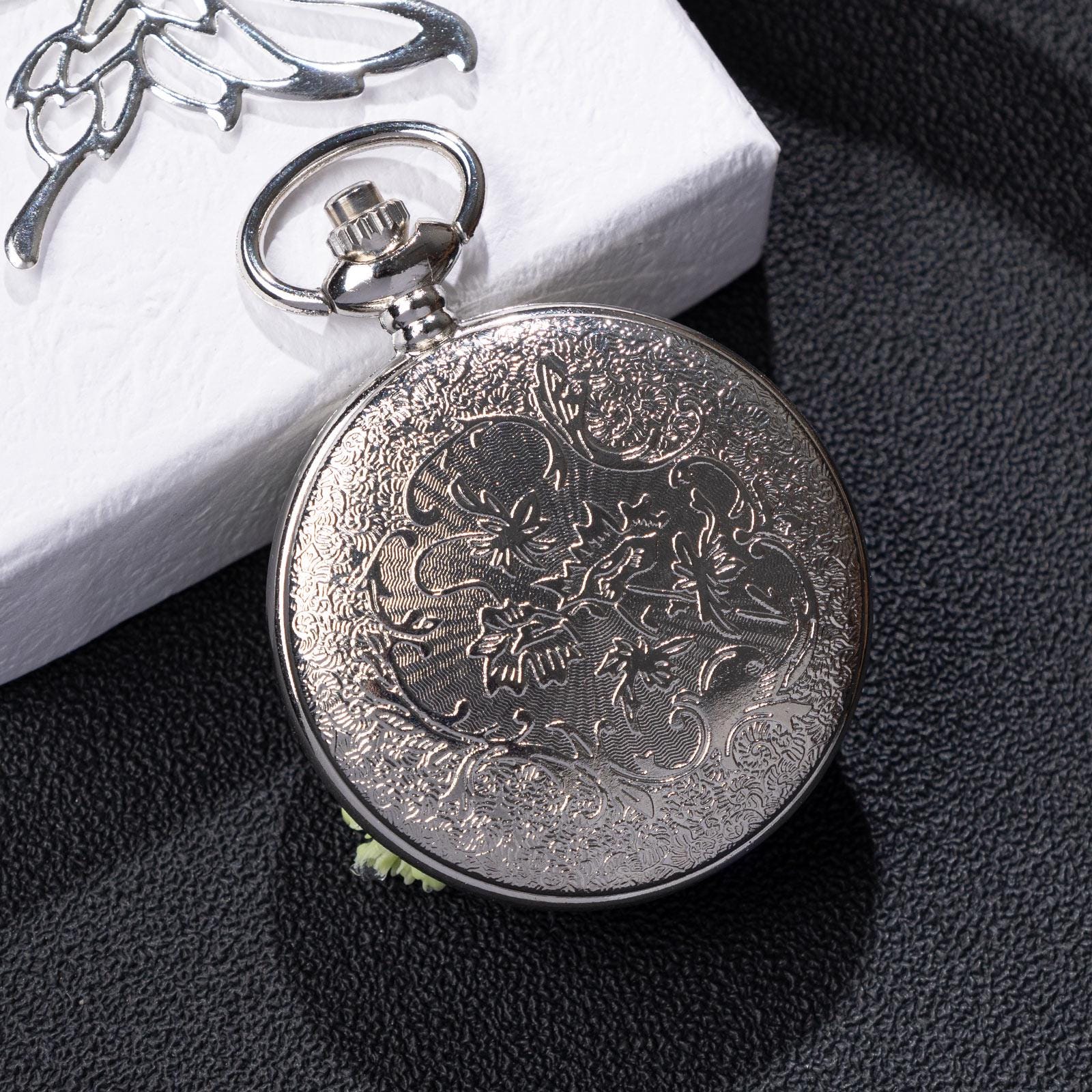 Oryeia Green Butterfly Specimen Handmade Pocket Watch Necklace