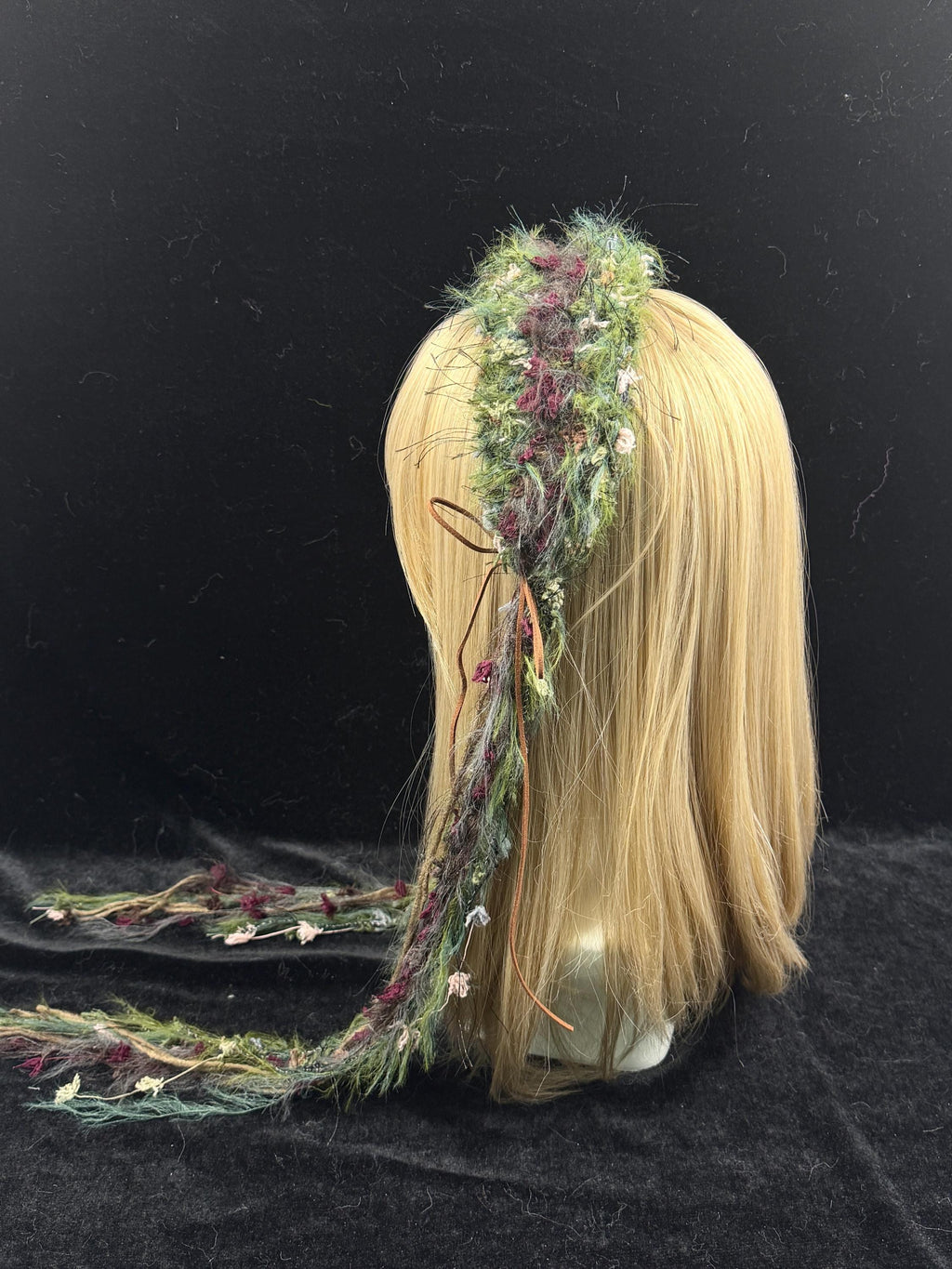 StellarPride Handmade Forest Headband Fluffy Floral Yarn Boho Fairycore Accessory