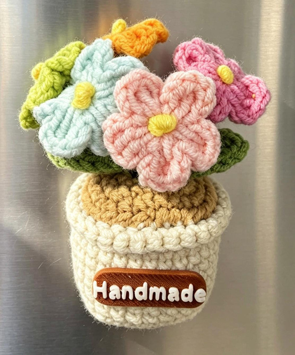 CrochetRecipe Handmade Mini Potted Plant Refrigerator Magnets 3in