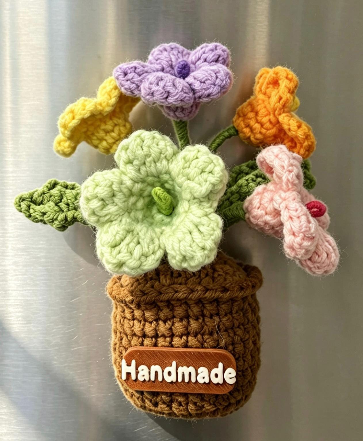 CrochetRecipe Handmade Mini Potted Plant Refrigerator Magnets 3in