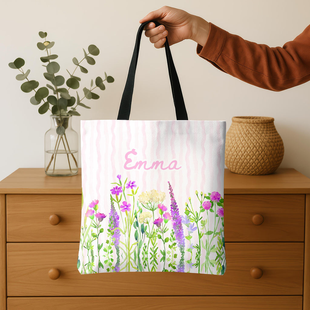 Personalized Grandma Floral Tote Bag Custom Name Wildflower Mother's Day Gift