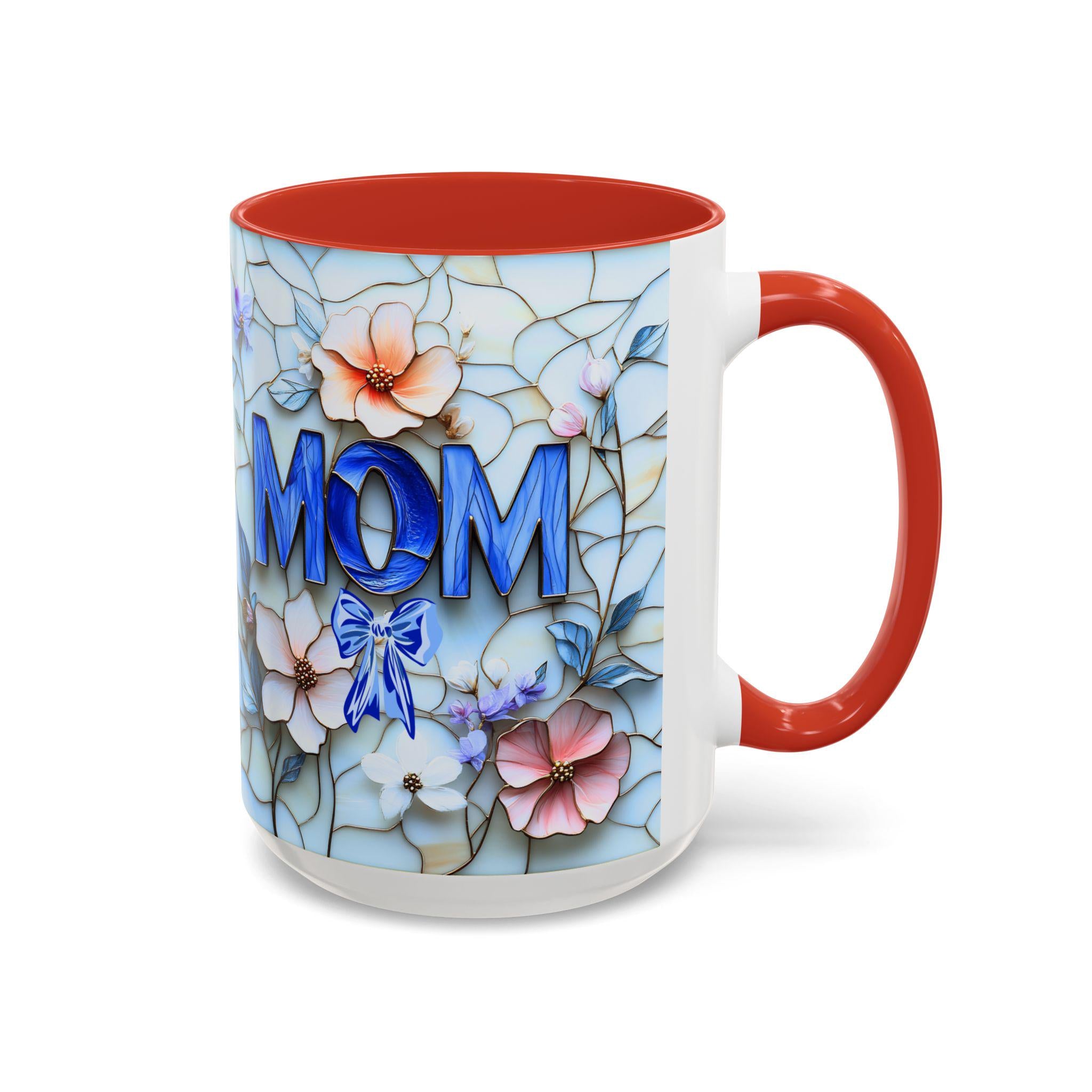 Stained Glass Style Floral MOM Mug