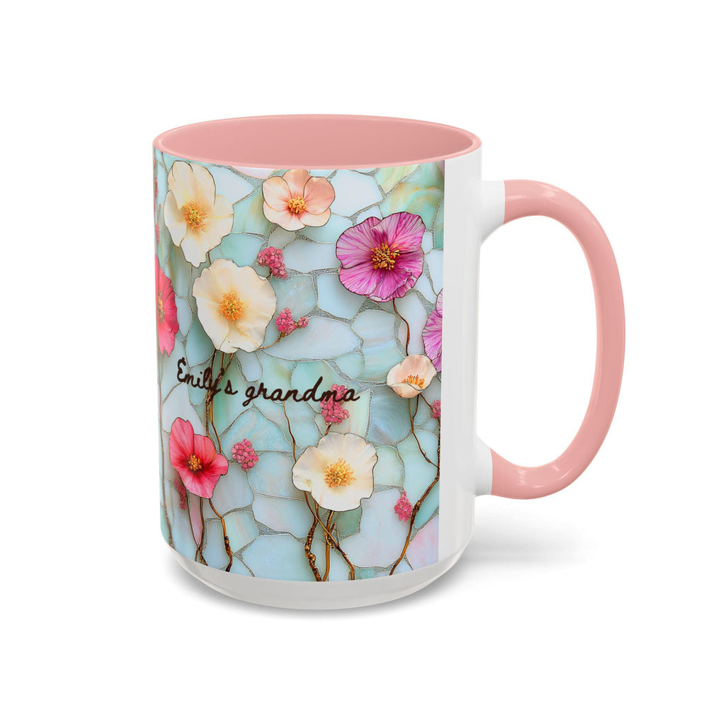 Personalized Floral Ceramic Grandma Mug Custom Grandchild Name Coffee Cup