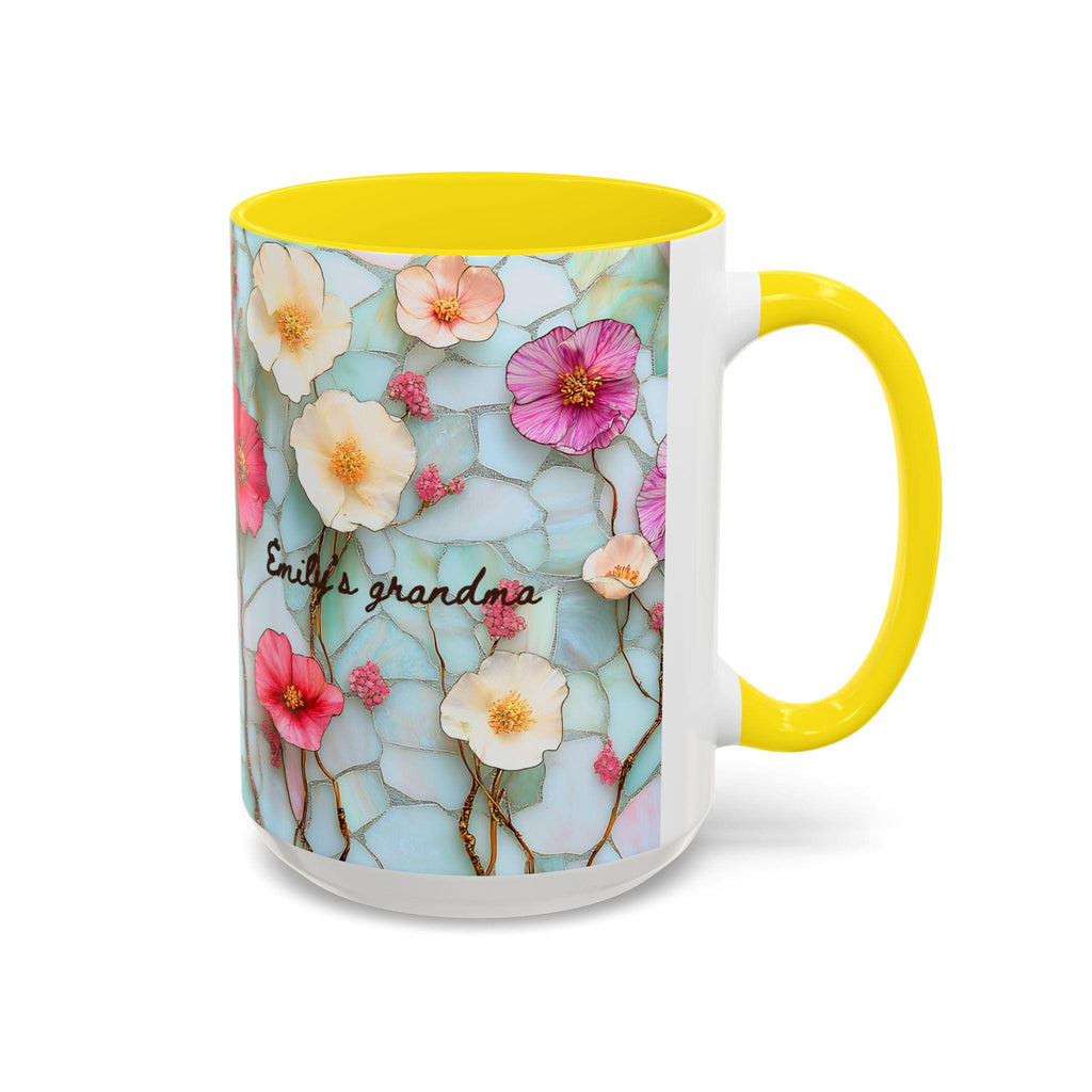 Personalized Floral Ceramic Grandma Mug Custom Grandchild Name Coffee Cup