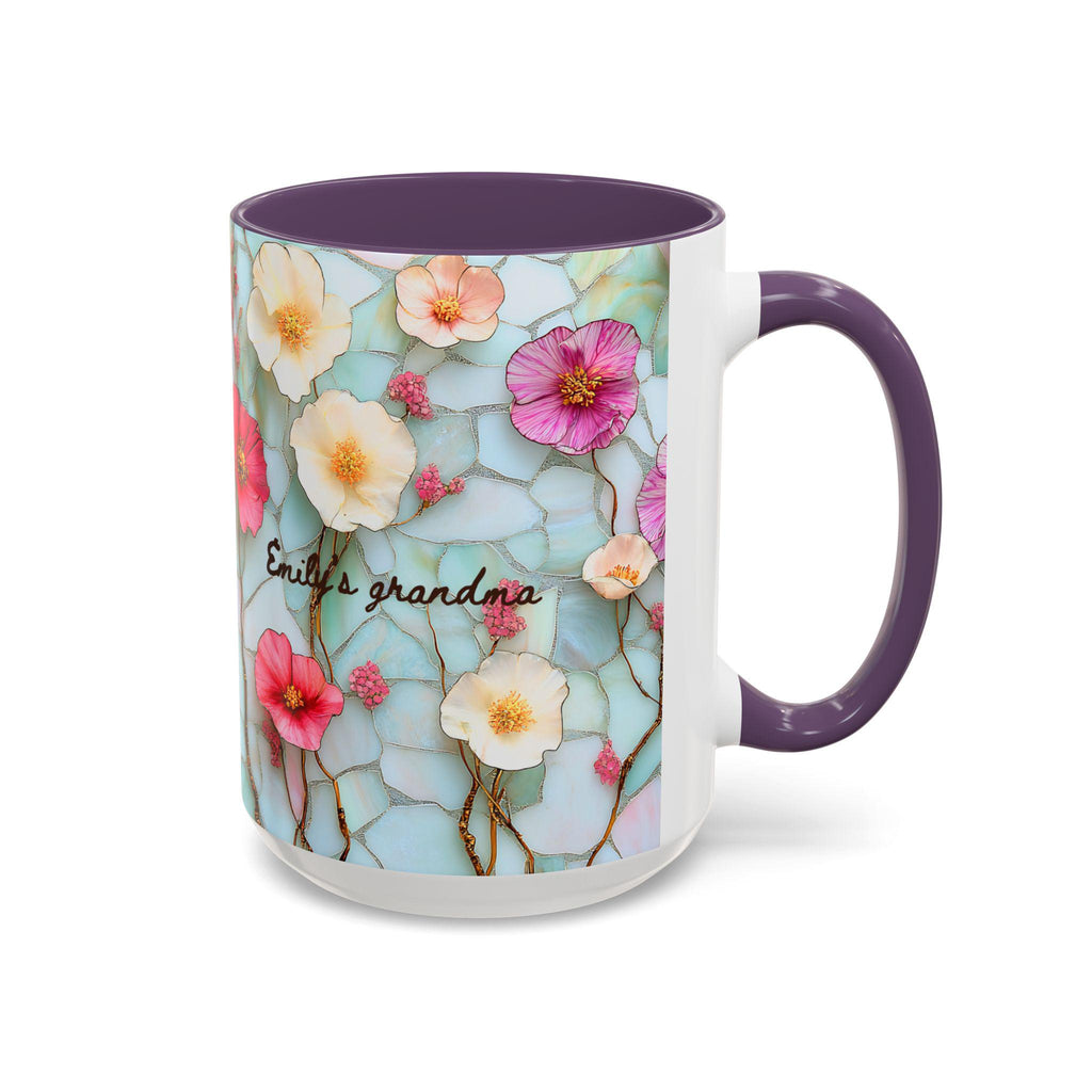 Personalized Floral Ceramic Grandma Mug Custom Grandchild Name Coffee Cup