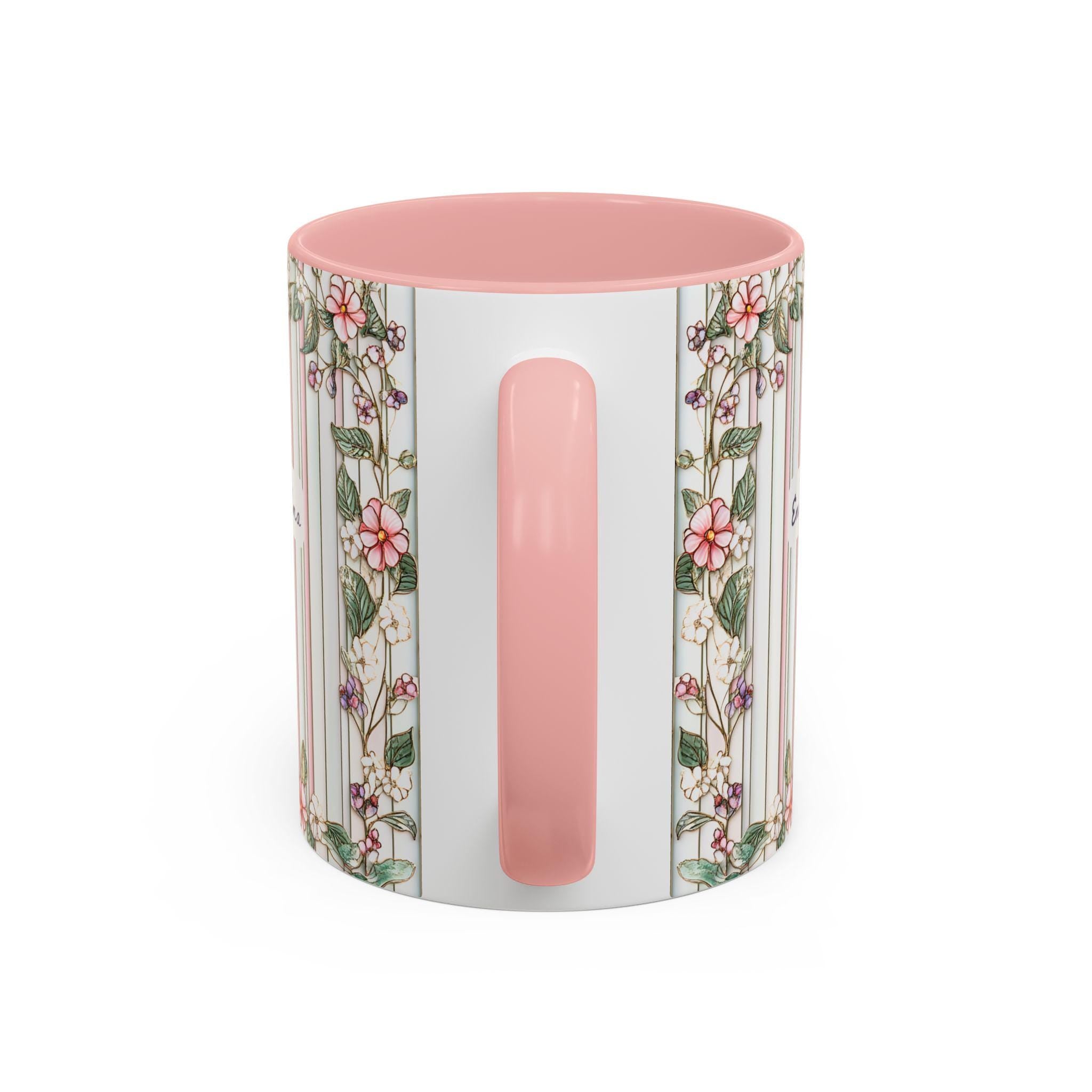 LELORESTORE Personalized Grandma Floral Stripe Mug Custom Grandkids Names
