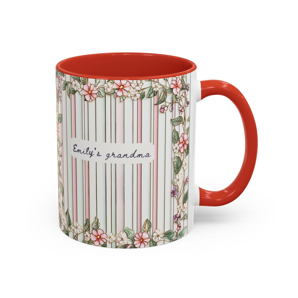 LELORESTORE Personalized Grandma Floral Stripe Mug Custom Grandkids Names