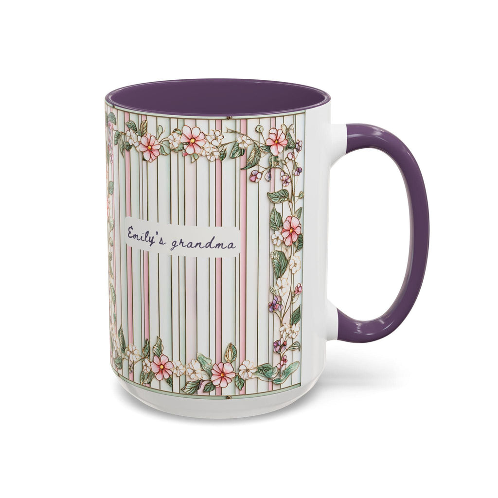 LELORESTORE Personalized Grandma Floral Stripe Mug Custom Grandkids Names