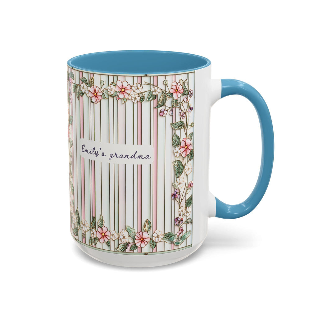 LELORESTORE Personalized Grandma Floral Stripe Mug Custom Grandkids Names
